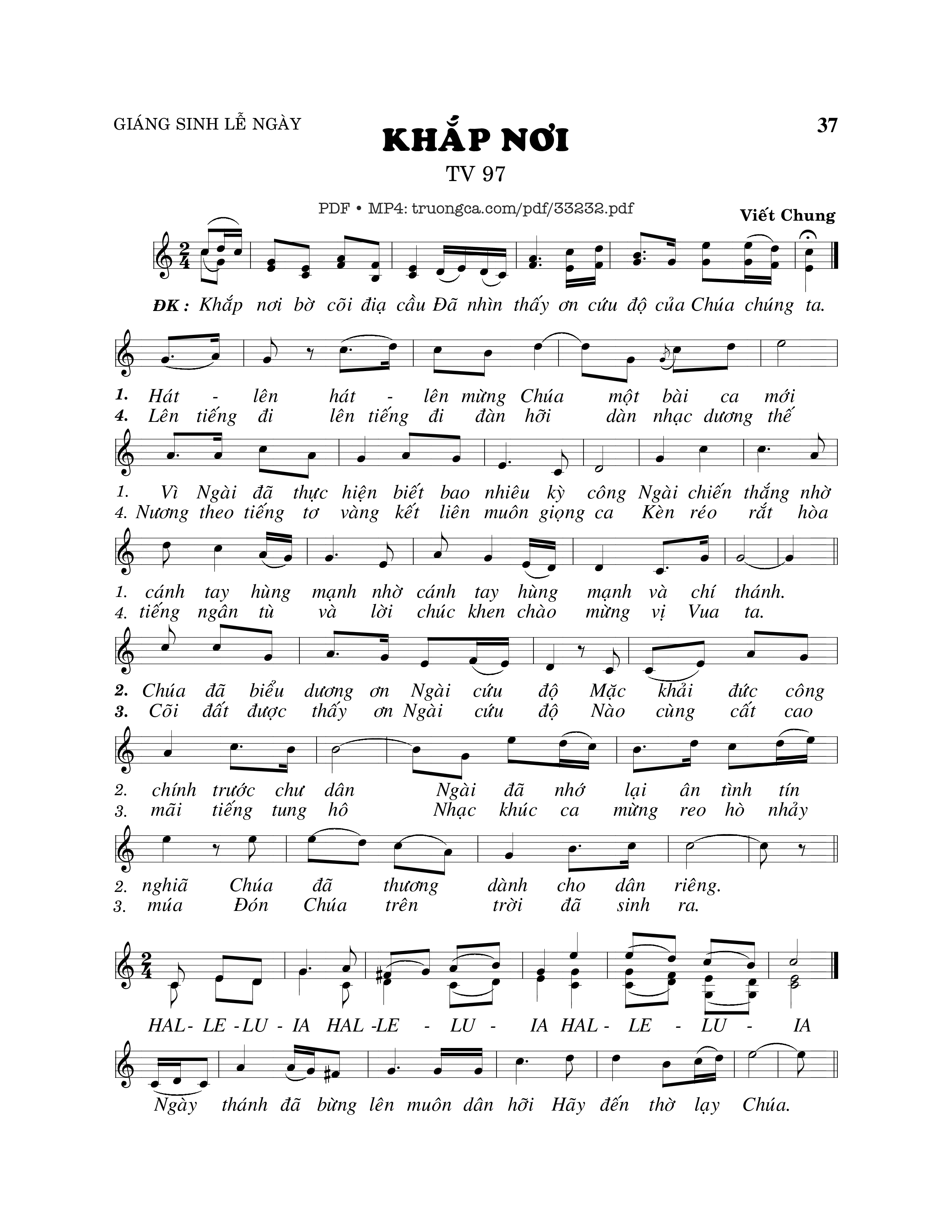 Sheet nhạc PDF bài Thánh Vịnh 97, Khắp Nơi
