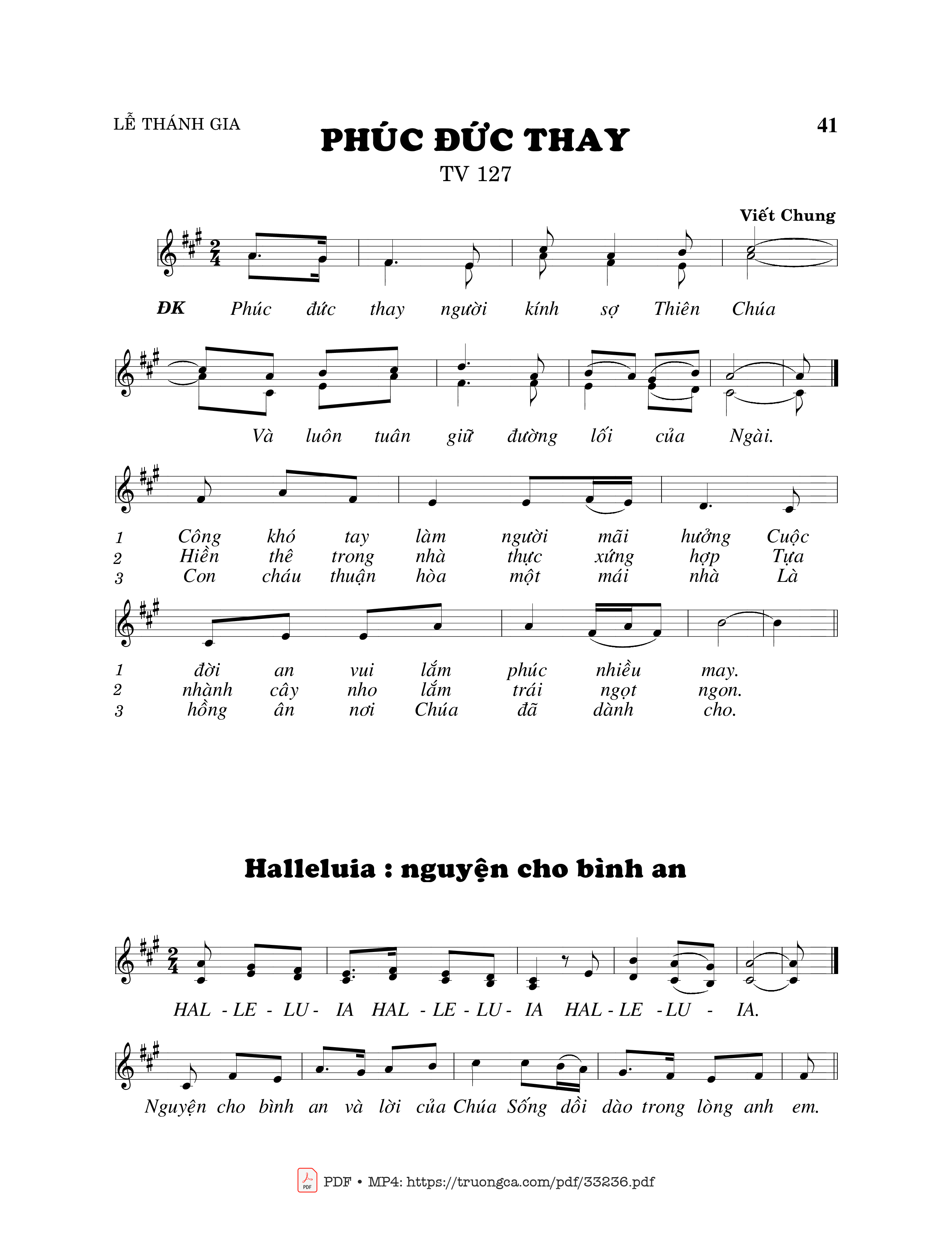 Sheet nhạc PDF bài Thánh Vịnh 127, Phúc Đức Thay