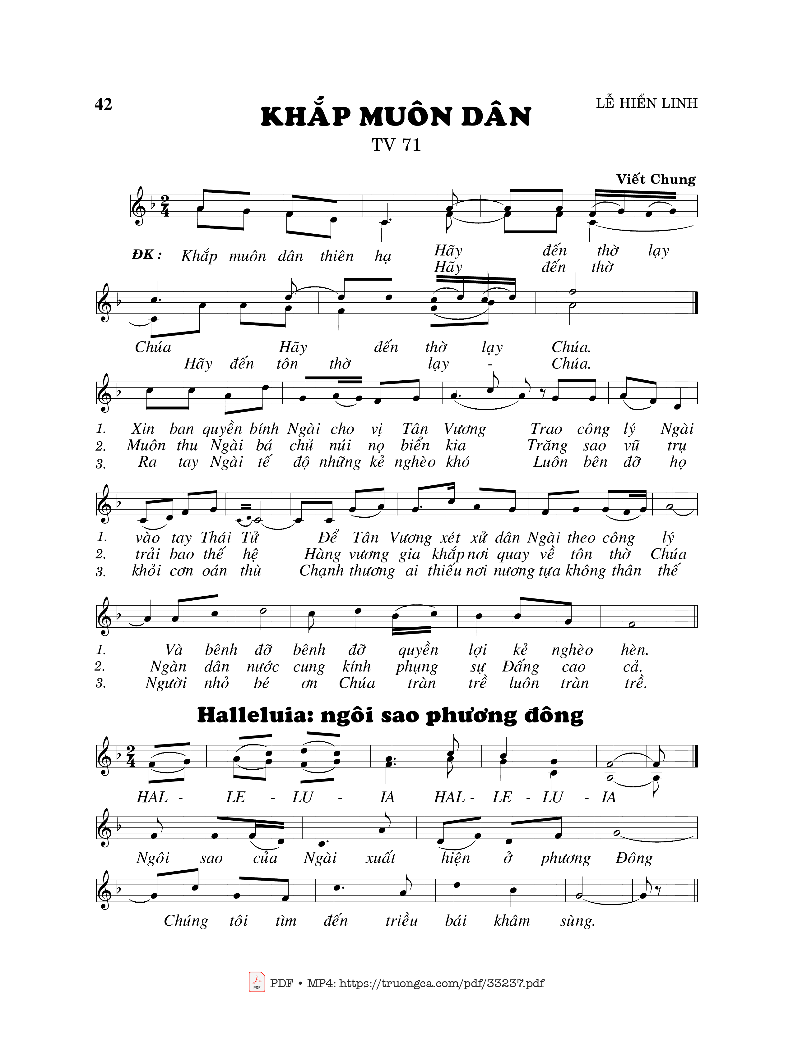 Sheet nhạc PDF bài Thánh Vịnh 71, Khắp Muôn Dân 1