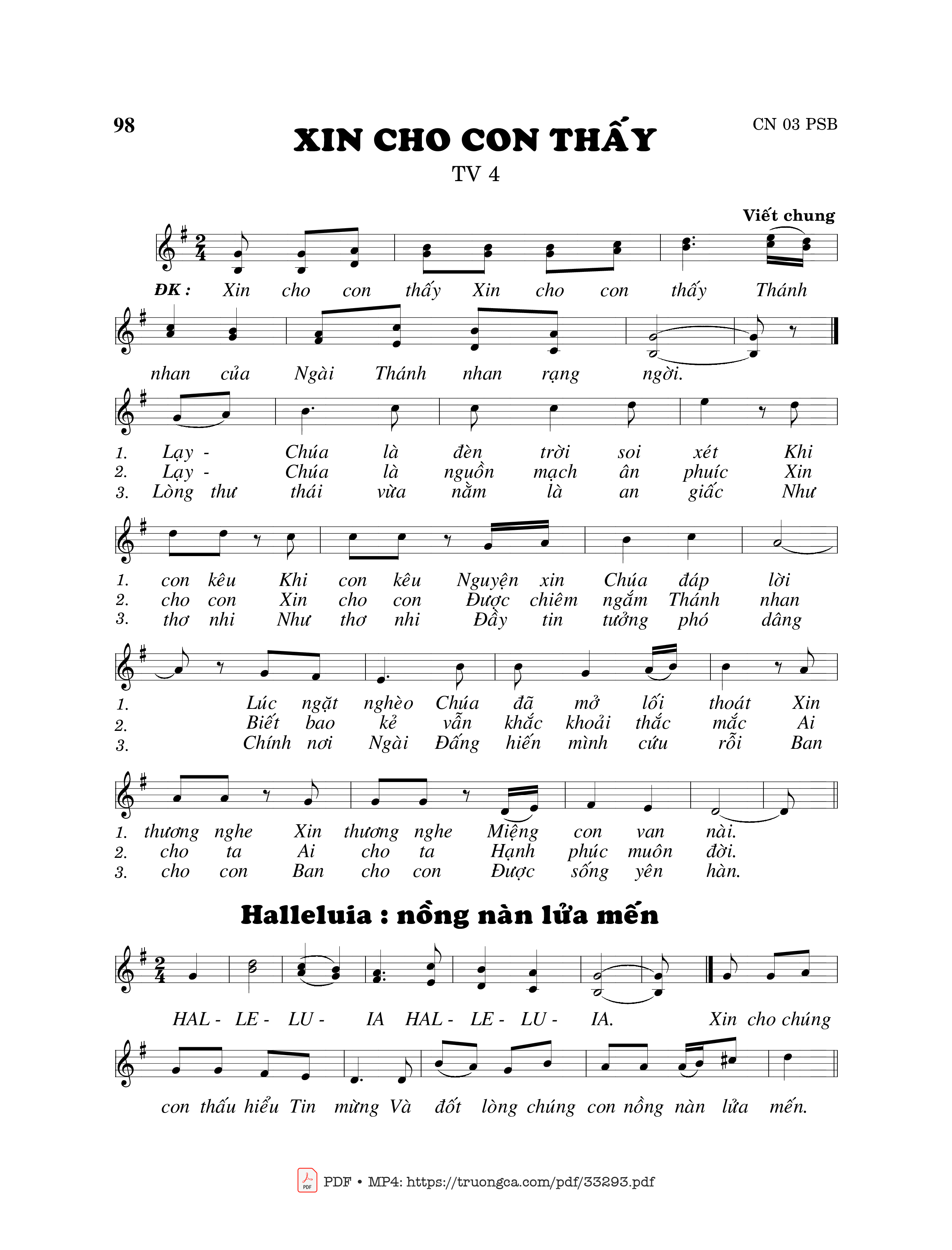 Sheet nhạc PDF bài Thánh Vịnh 4, Xin Cho Con Thấy