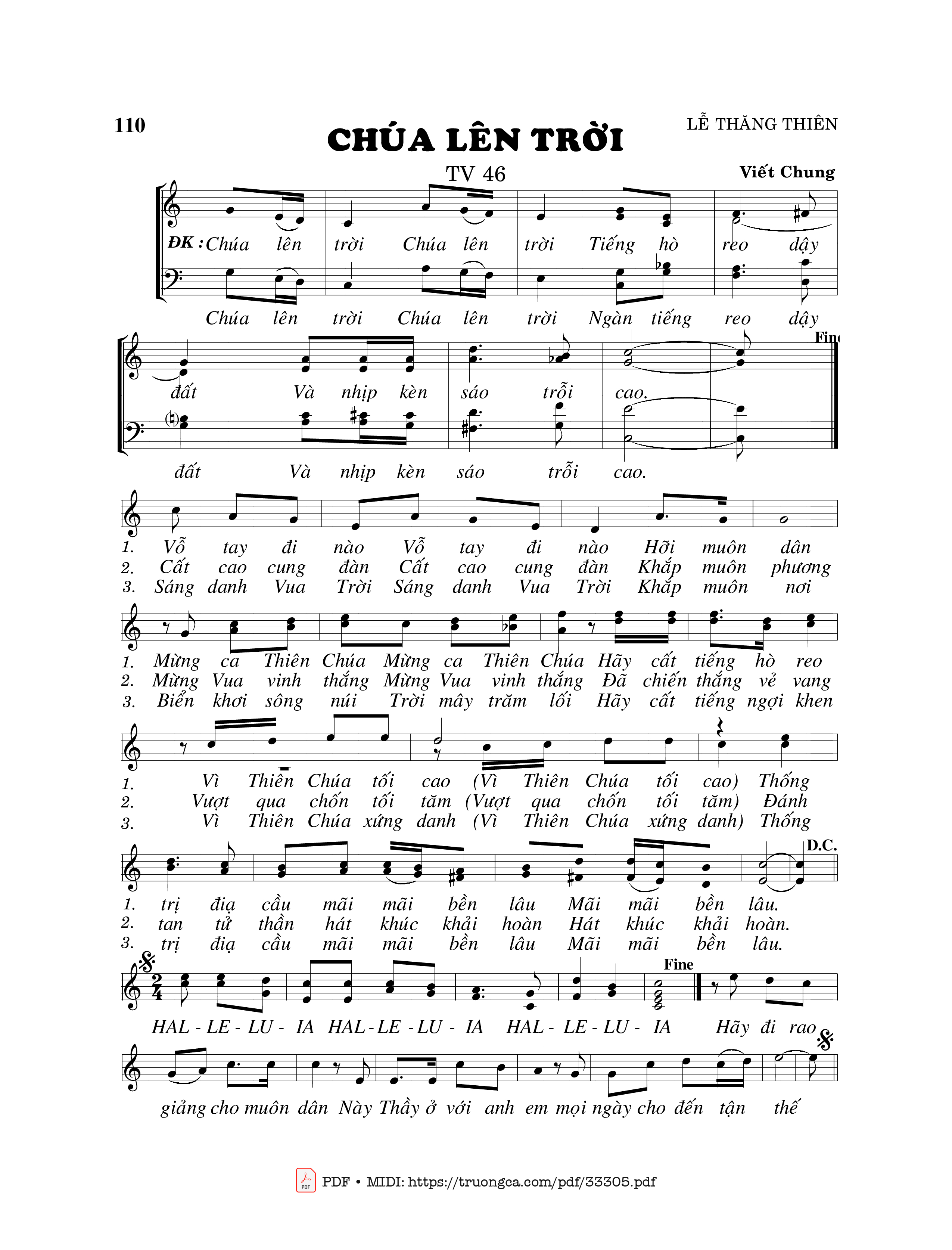 Sheet nhạc PDF bài Thánh Vịnh 46, Chúa Lên Trời 2