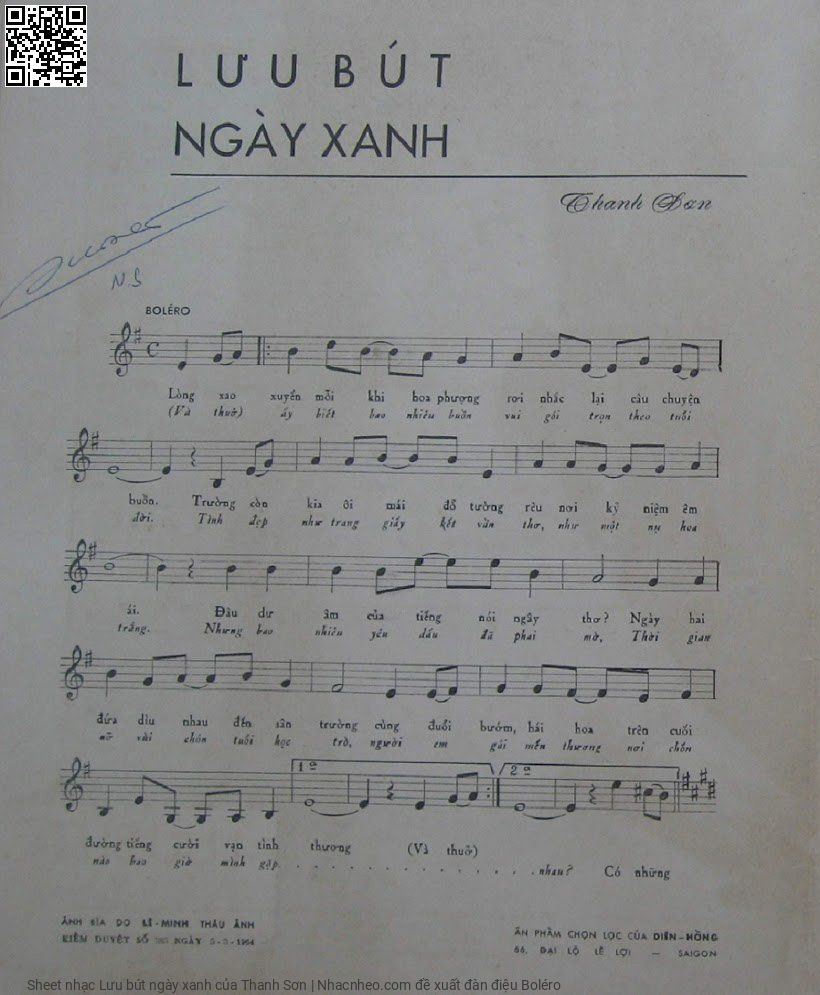 Trang 6 của Sheet nhạc PDF bài hát Lưu bút ngày xanh - Thanh Sơn, 1. Lòng xao  xuyến mỗi khi hoa phượng  rơi nhắc lại câu chuyện  buồn. Trường còn  kia ôi mái đổ tường  rêu nơi kỷ niệm êm  ái