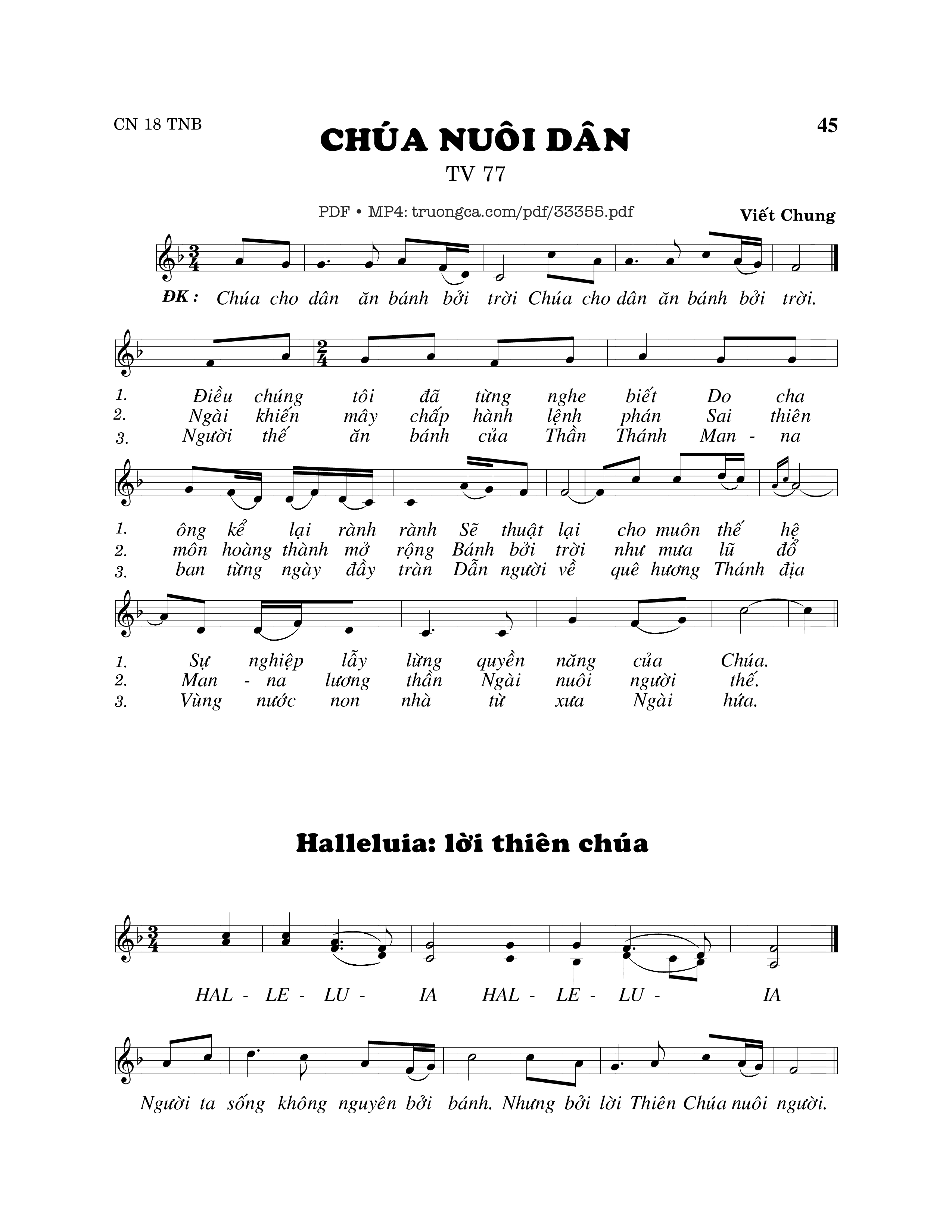 Sheet nhạc PDF bài Thánh Vịnh 77, Chúa Nuôi Dân