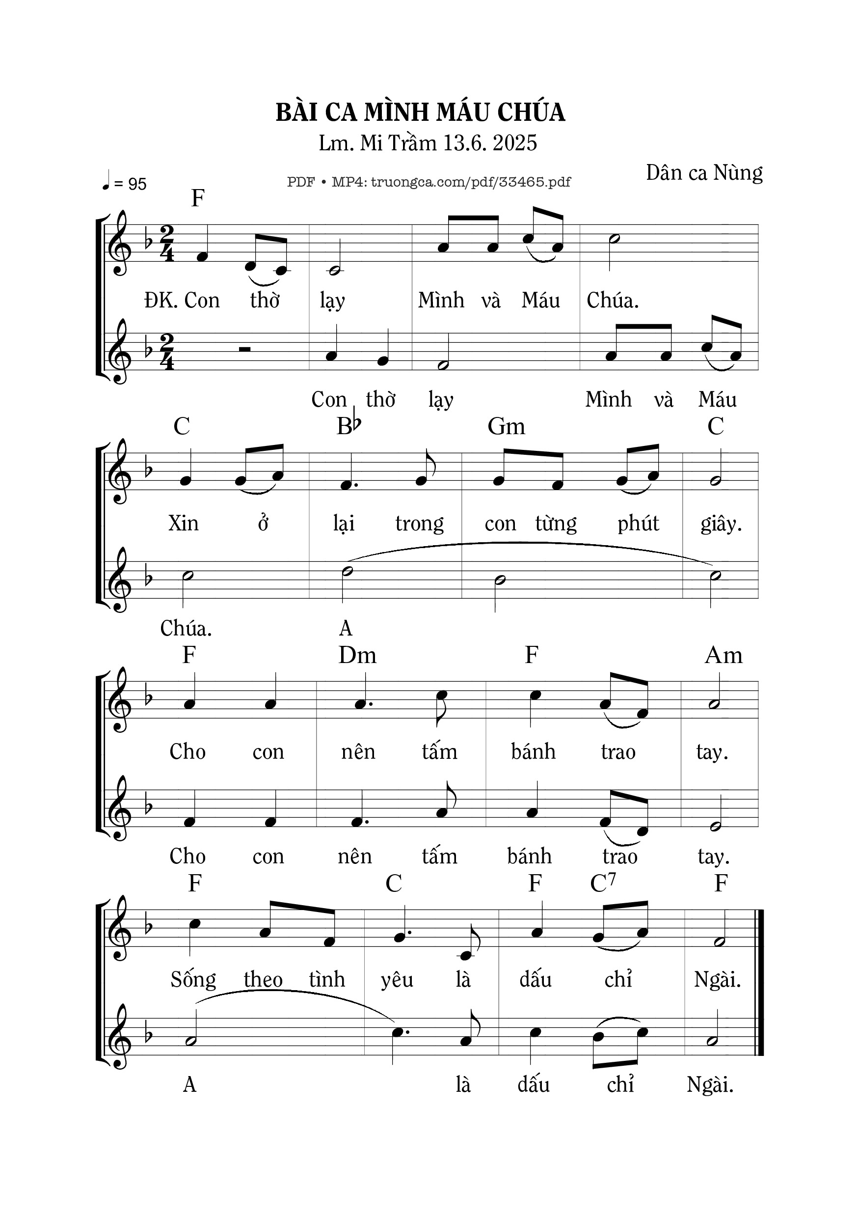 Sheet nhạc PDF bài Bài Ca Mình Máu Chúa