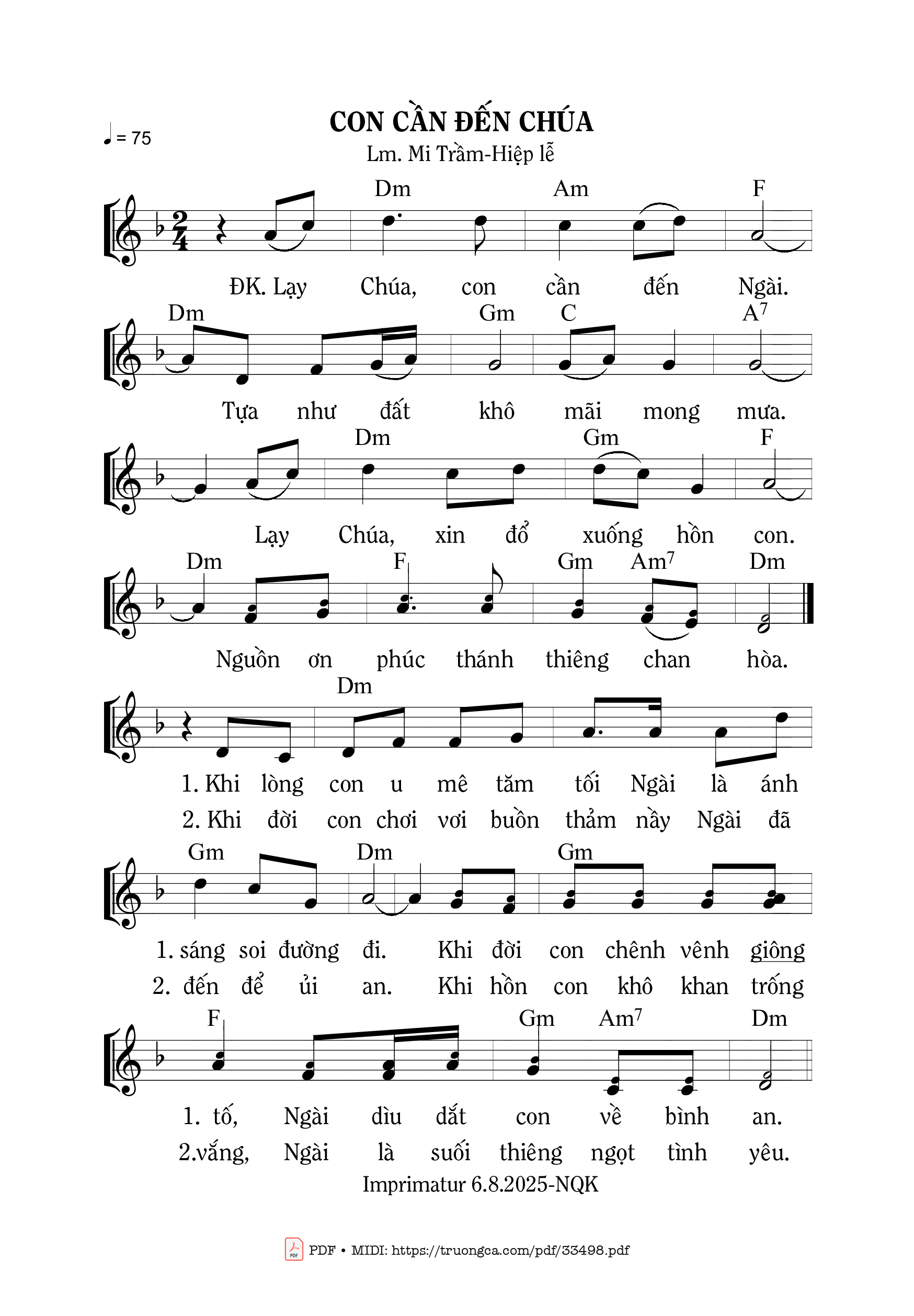 Sheet nhạc PDF bài Con Cần Đến Chúa