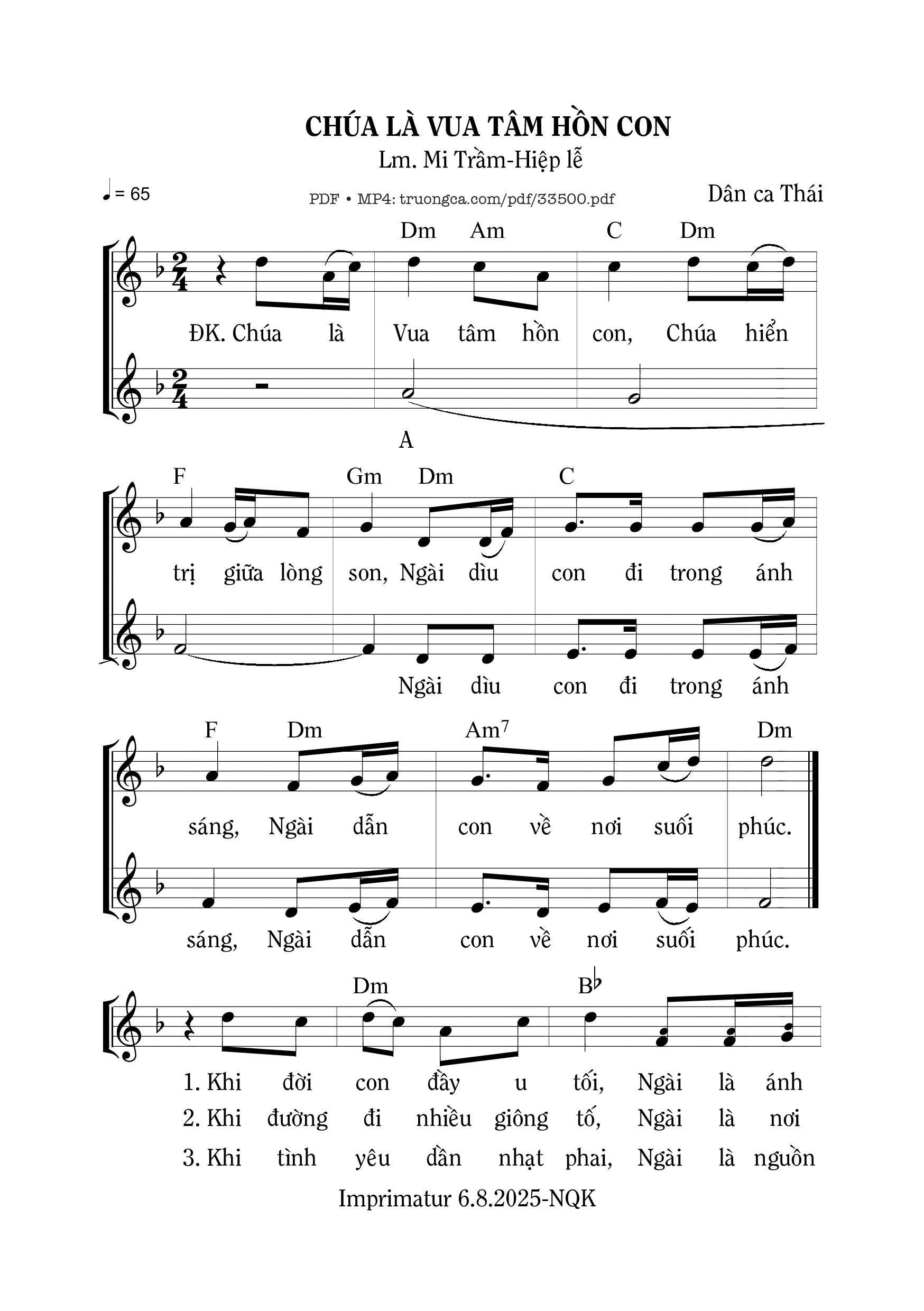 Trang 1 của Sheet nhạc PDF bài hát Chúa Là Vua Tâm Hồn Con - Mi Trầm