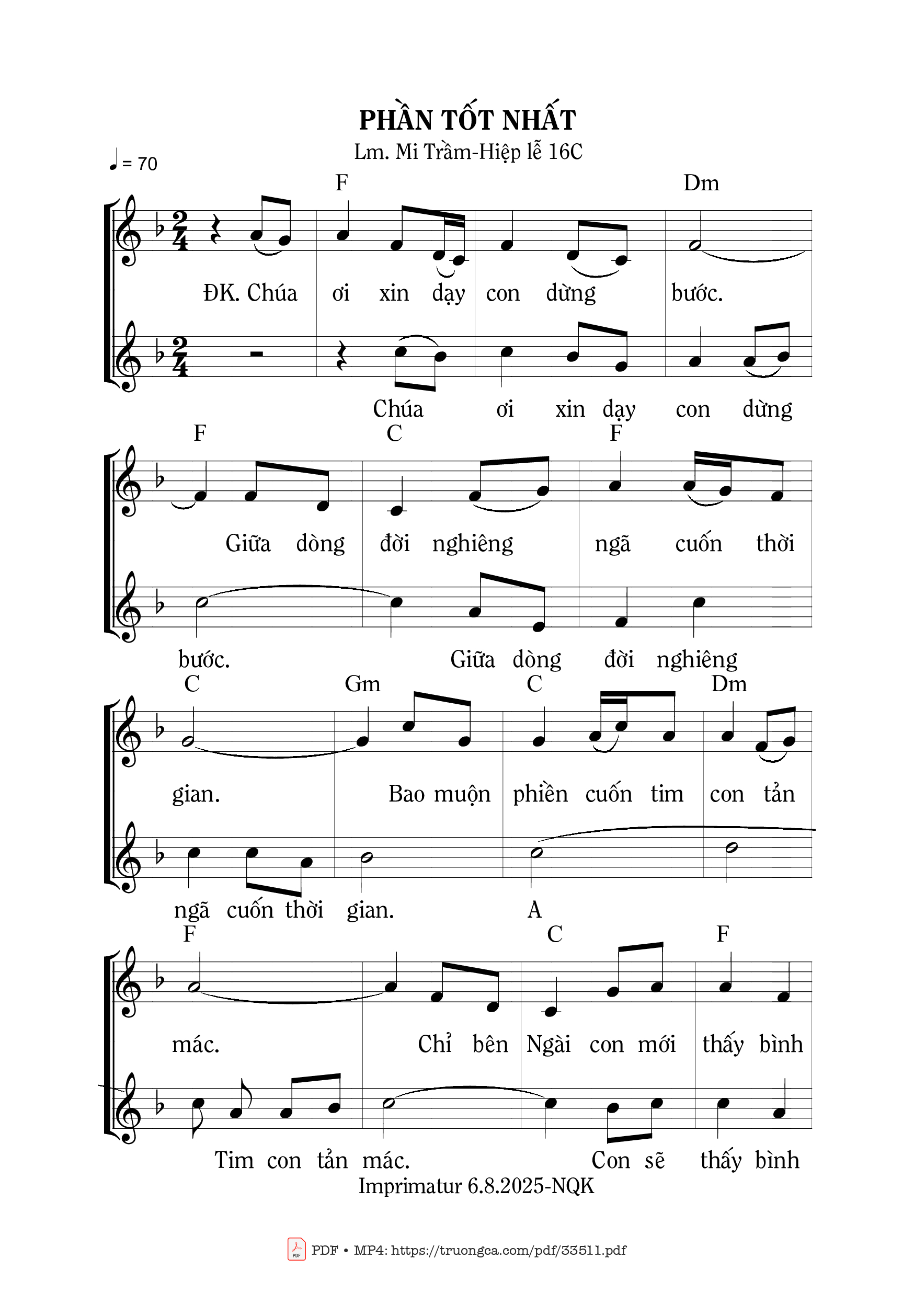 Trang 1 của Sheet nhạc PDF bài hát Phần Tốt Nhất - Mi Trầm