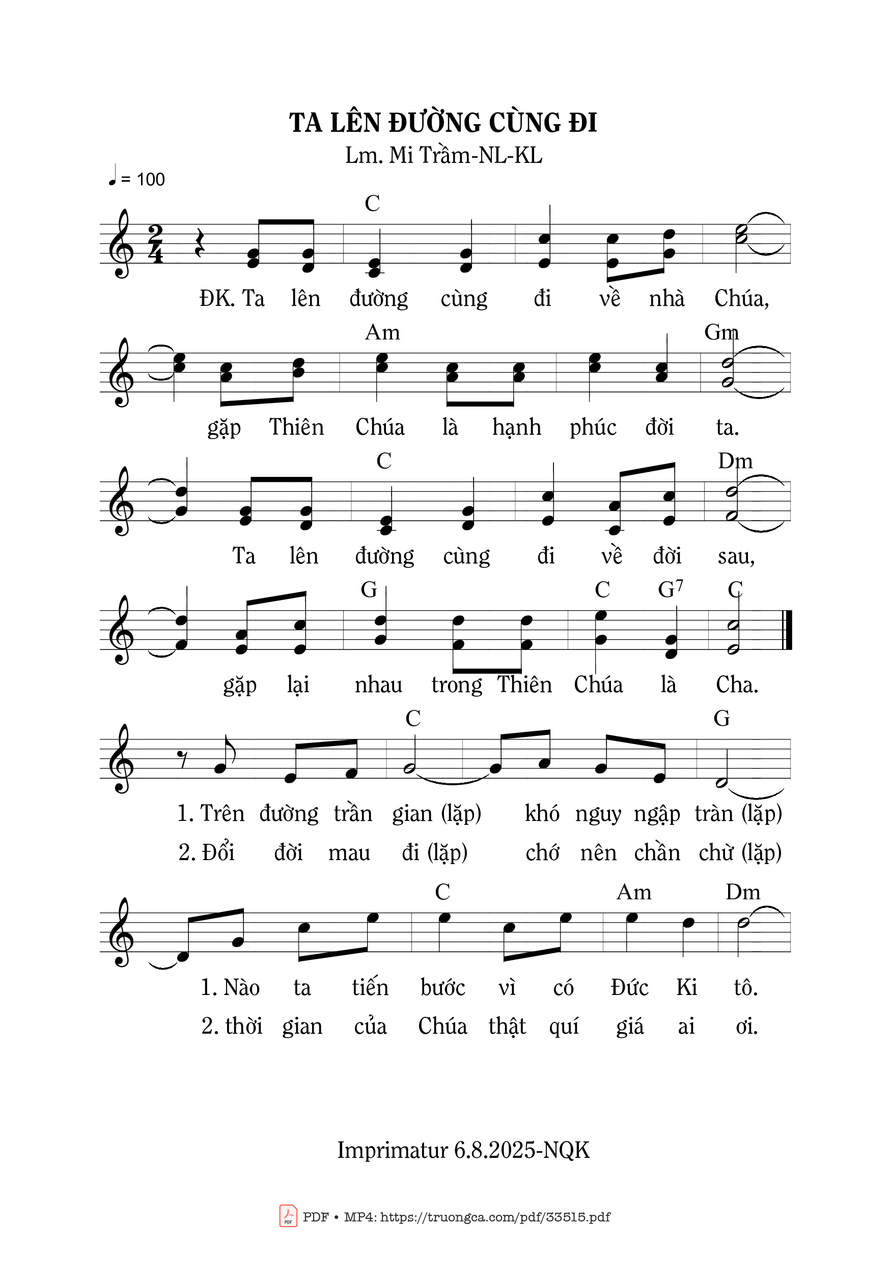 Sheet nhạc PDF bài Ta Lên Đường Cùng Đi