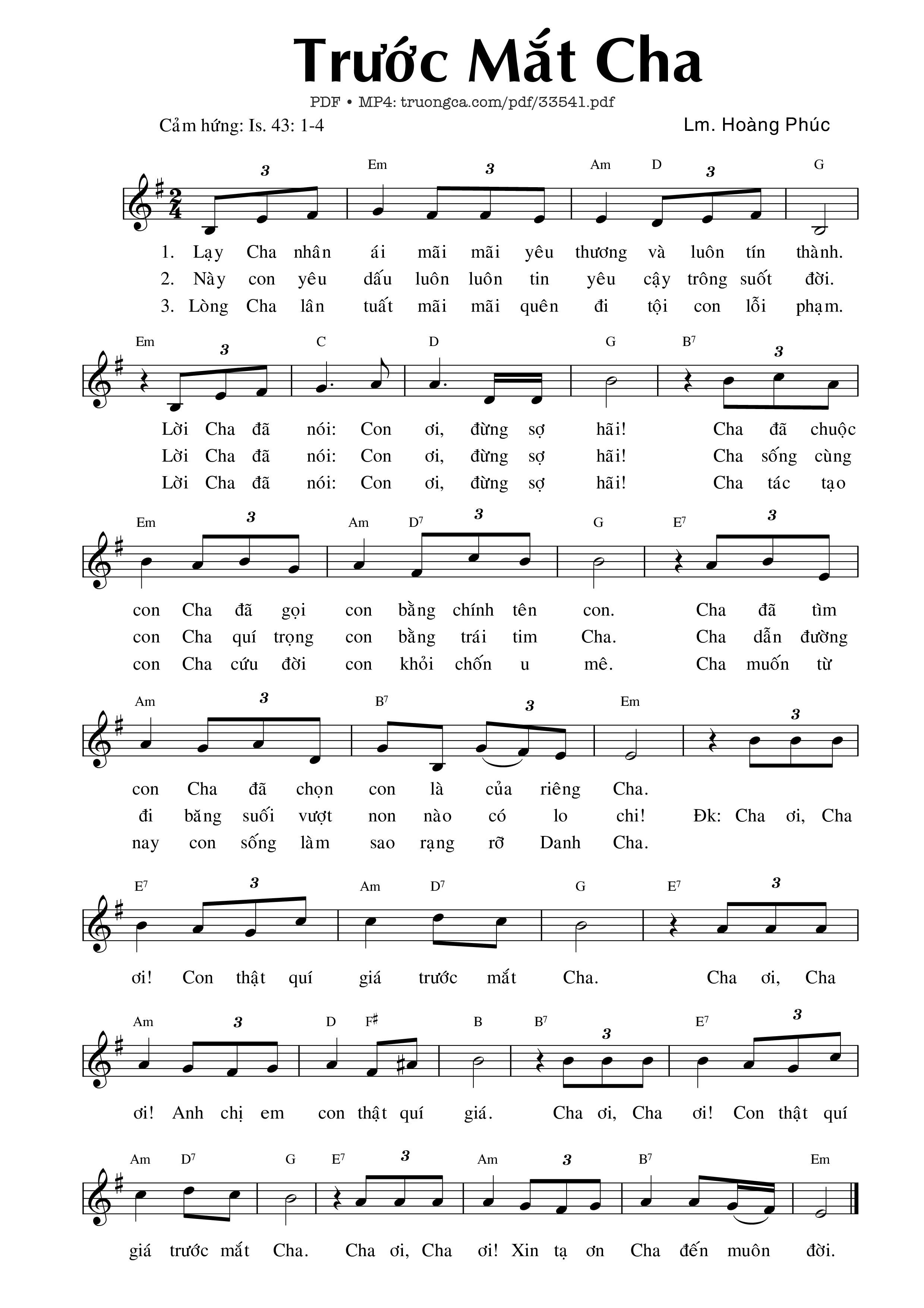 Sheet nhạc PDF bài Trước Mắt Cha