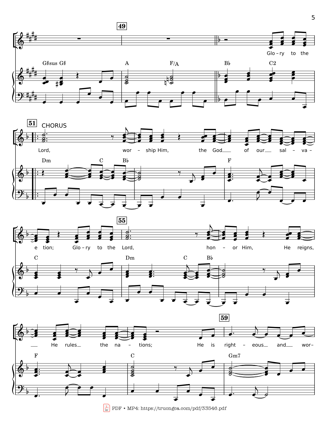 Trang 5 của Sheet nhạc PDF bài hát Glory To The Lord Piano - LYNN DESHAZO