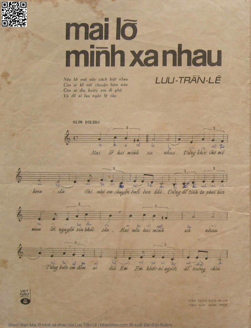 Trang 2 của Sheet nhạc PDF bài hát Mai lỡ mình xa nhau - Lưu Trần Lê, 1. Mai lỡ hai mình  xa nhau. Đừng khóc cho mi  hoen sầu Ghi nhé em chuyện  buổi ban đầu