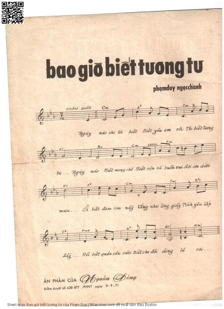 Trang 2 của Sheet nhạc PDF bài hát Bao giờ biết tương tư - Phạm Duy, 1. Ngày  nào cho tôi  biết,. Biết yêu em  rồi tôi biết tương  tư Ngày  nào biết mong  chờ