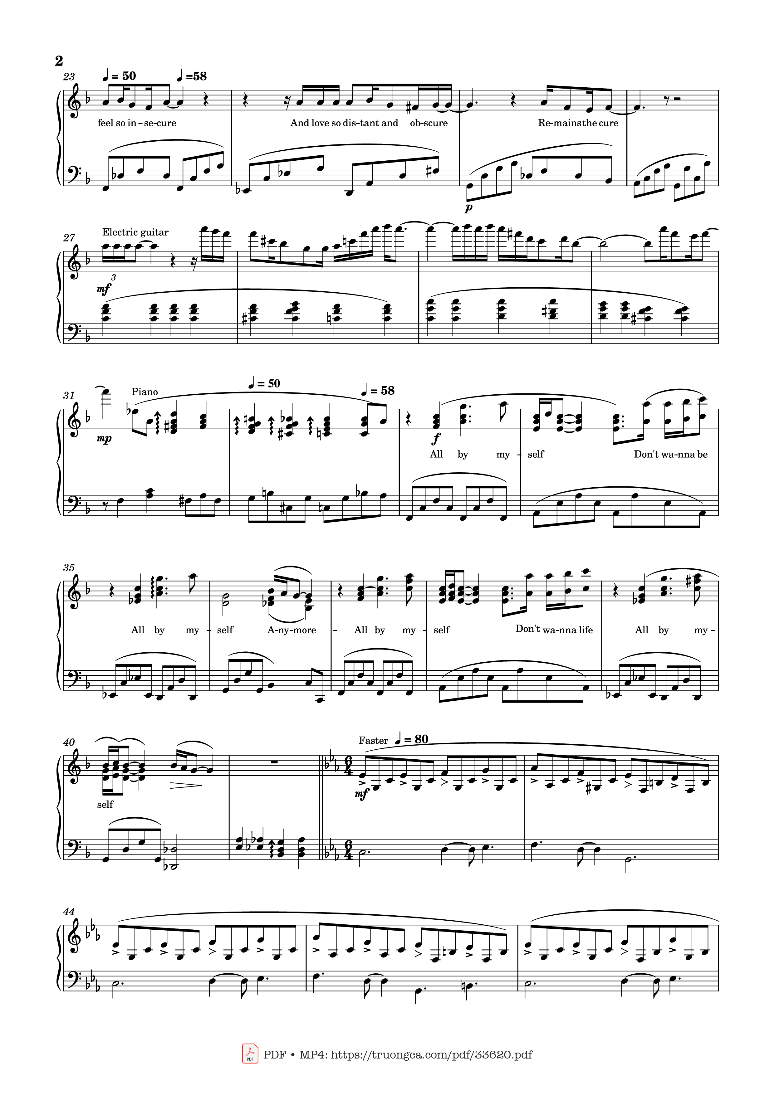 Trang 2 của Sheet nhạc PDF Piano bài hát All by myself Piano - Celine Dion
