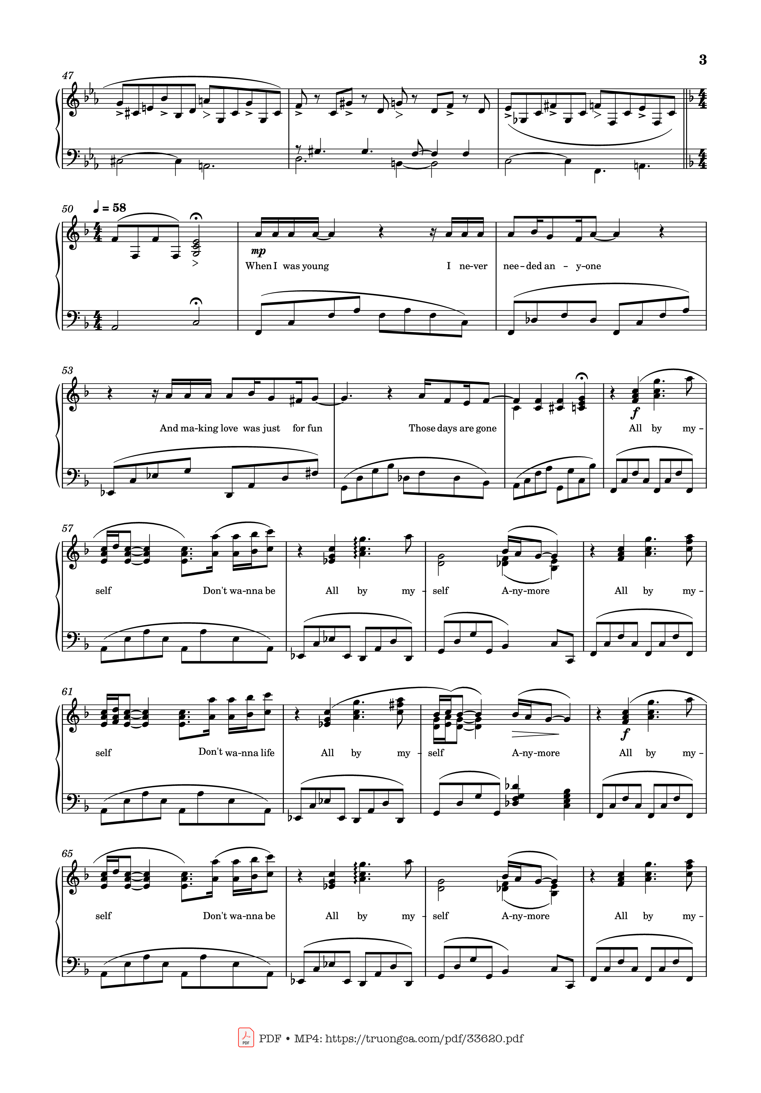 Trang 3 của Sheet nhạc PDF Piano bài hát All by myself Piano - Celine Dion