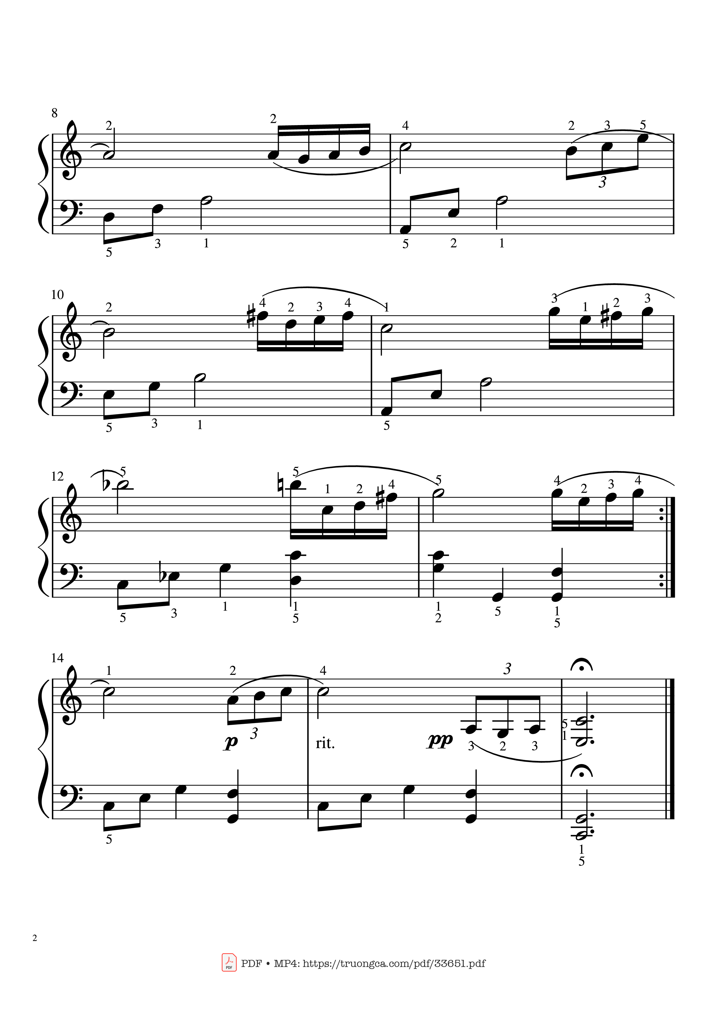 Trang 2 của Sheet nhạc PDF Piano bài hát Rhapsody on a Theme of Paganini -18th Variation Piano (With Fingering) - S. Rachmaninov