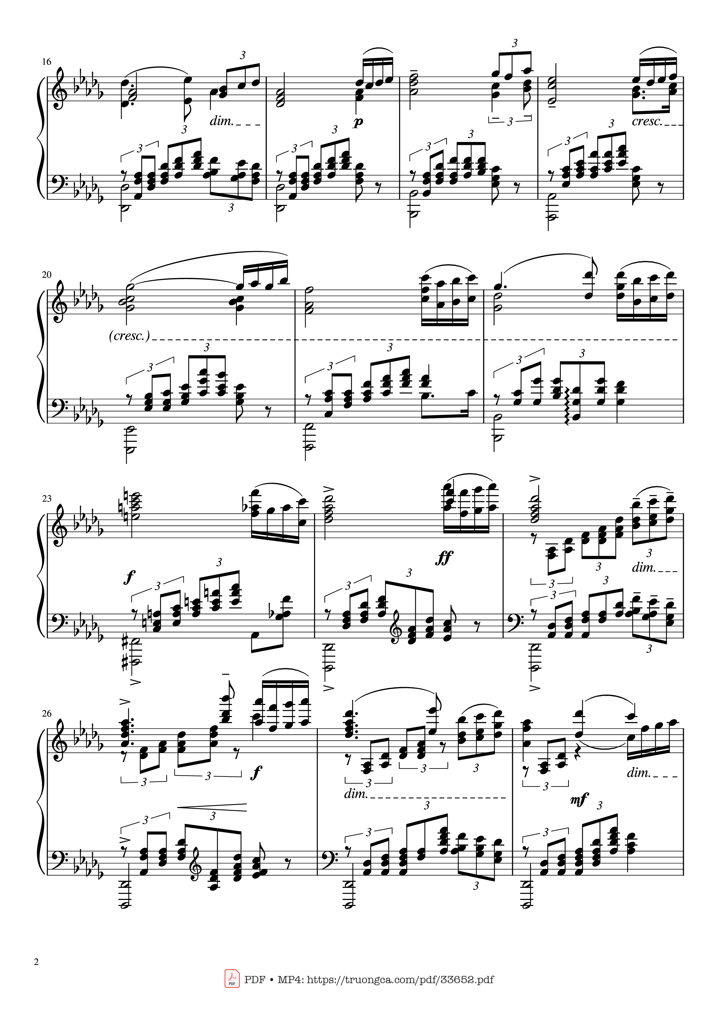 Trang 2 của Sheet nhạc PDF Piano bài hát Rhapsody on a Theme of Paganini - 18th Variation Rachmaninov Piano Easy - Sergei Rachmaninoff