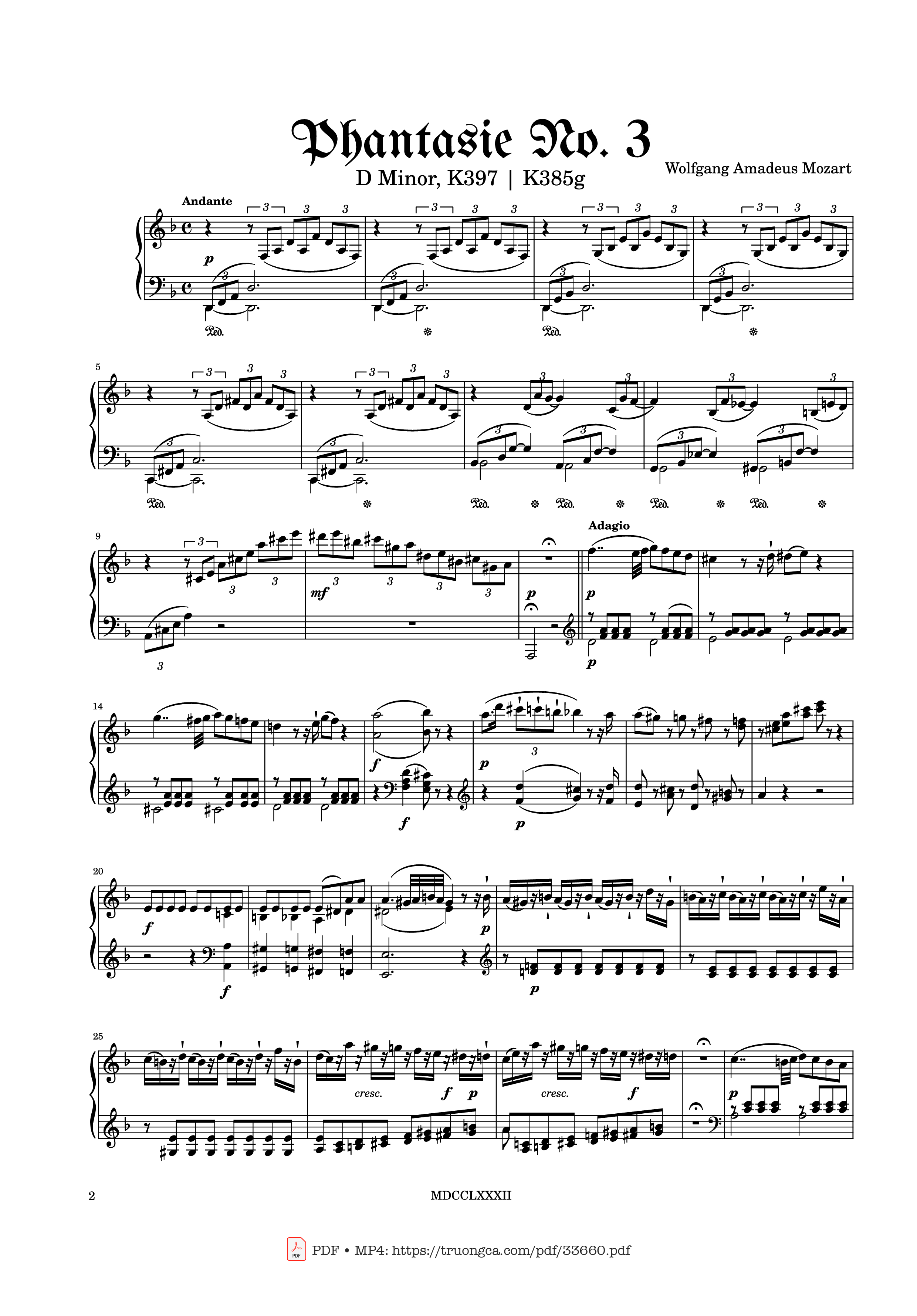 Trang 2 của Sheet nhạc PDF Piano bài hát Phantasie No. 3 in D Minor K397 Piano - Wolfgang Amadeus Mozart