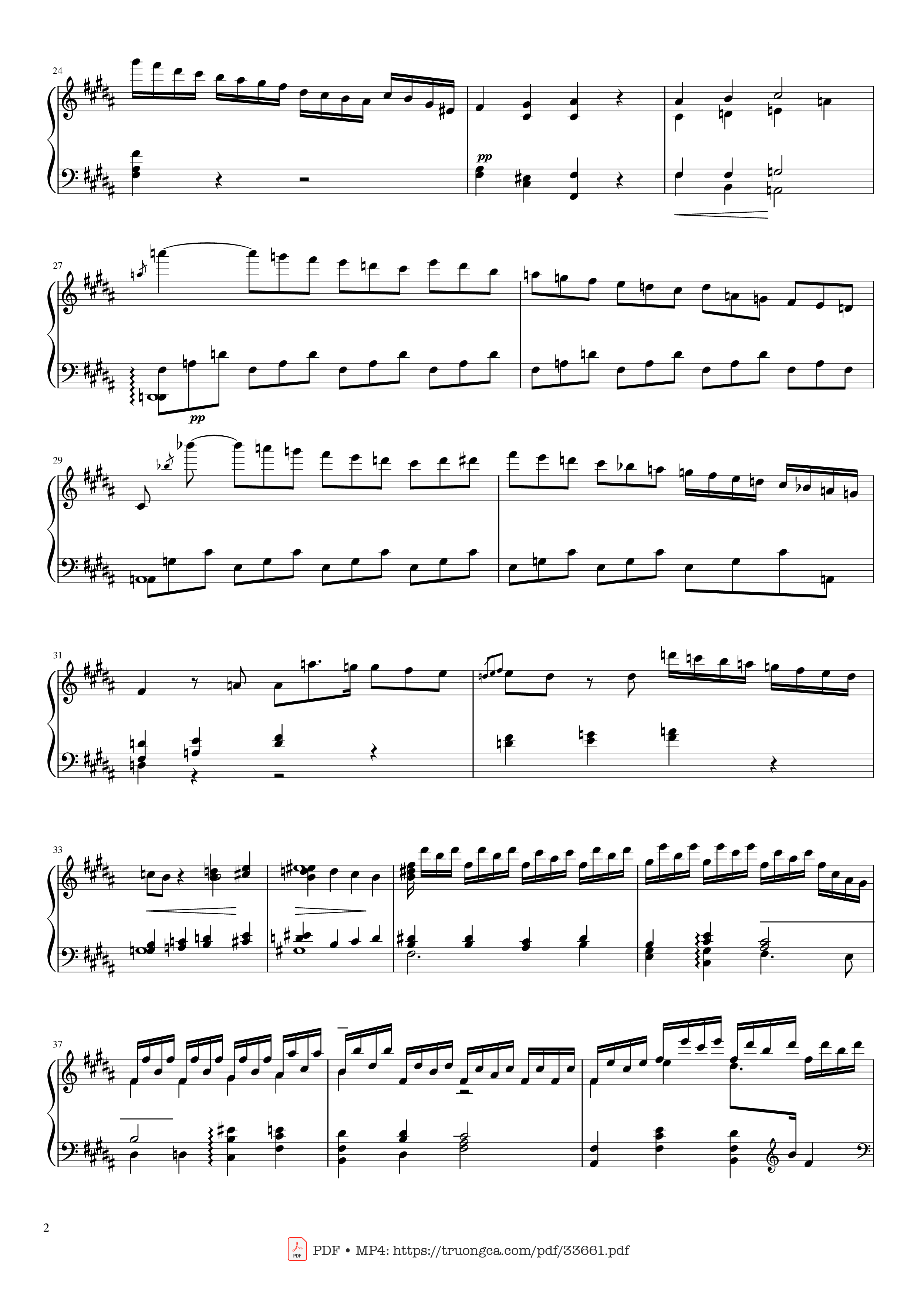 Trang 2 của Sheet nhạc PDF Piano bài hát Adagio from Beethoven Emperor concerto No.5, Op.73 - Ludwig Van Beethoven
