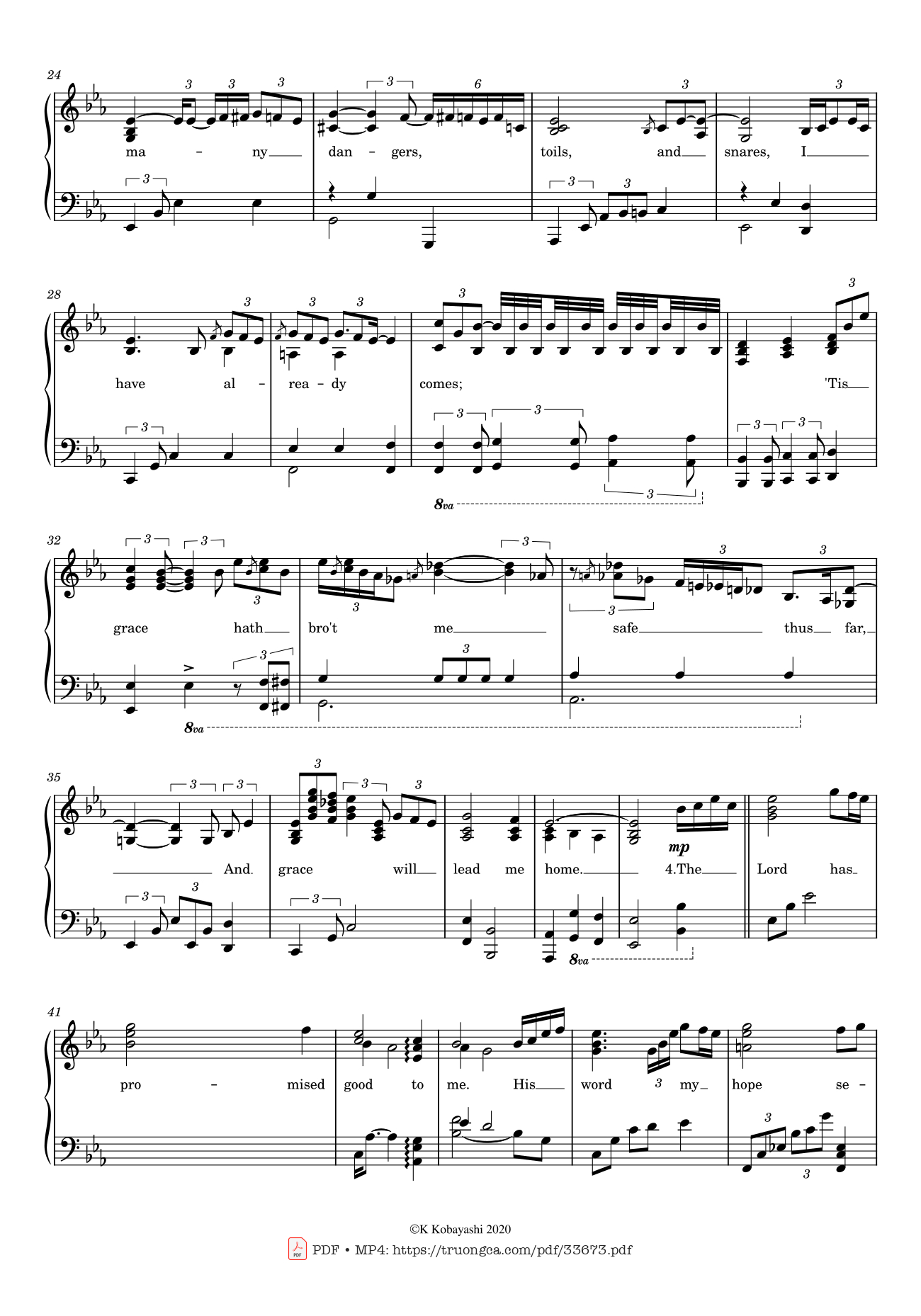 Trang 2 của Sheet nhạc PDF Piano bài hát Amazing Grace - John Newton