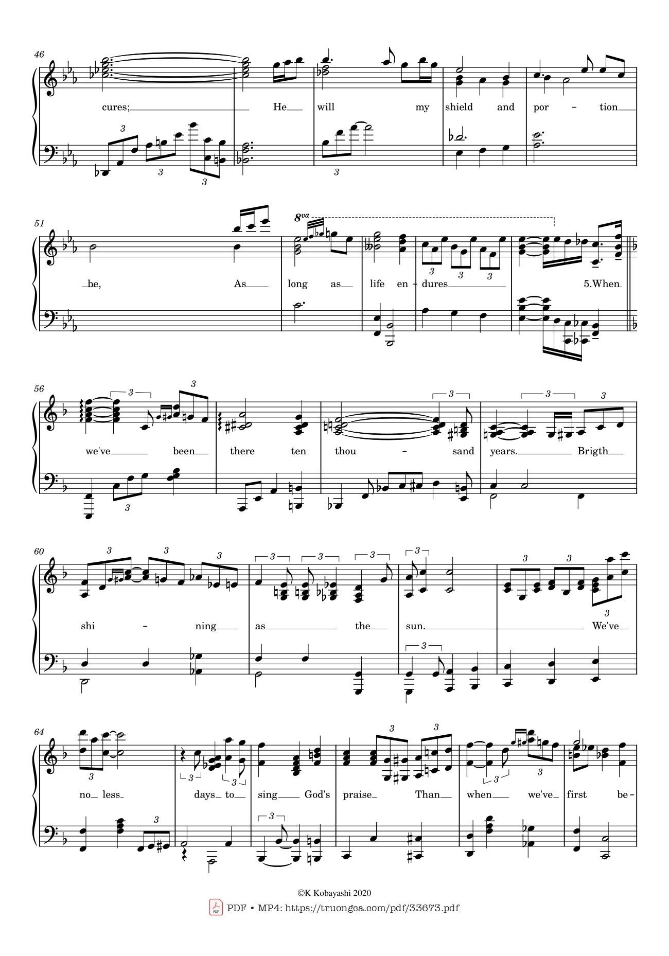 Trang 3 của Sheet nhạc PDF Piano bài hát Amazing Grace - John Newton