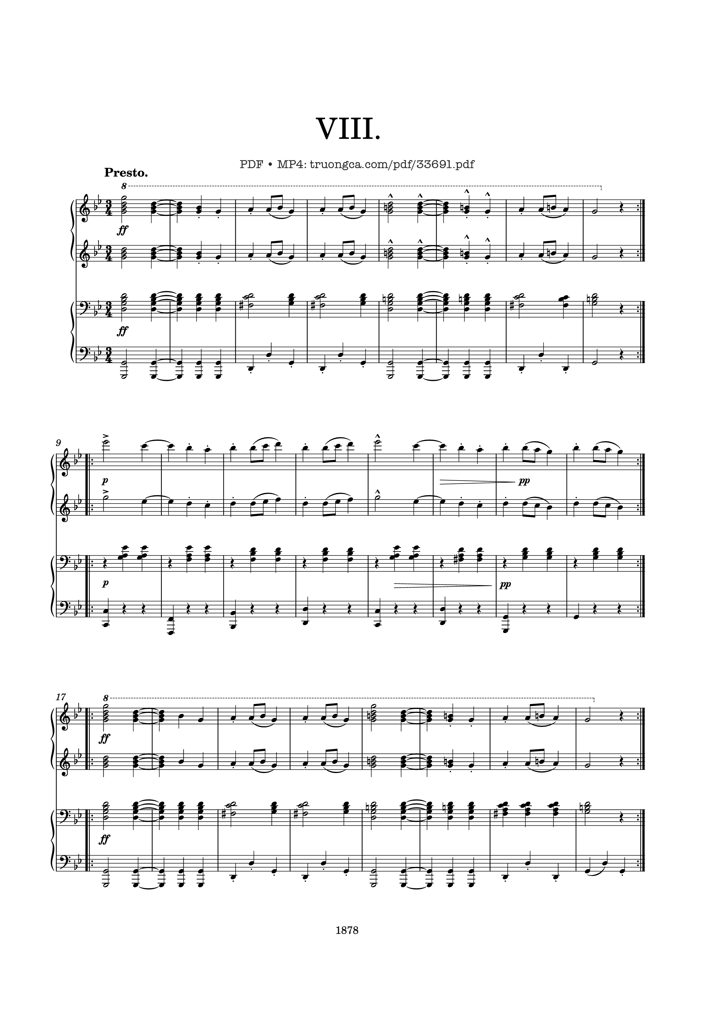 Trang 1 của Sheet nhạc PDF Piano bài hát Slavonic Dances Op. 46 No. 8 Piano Four Hands - Antonin Leopold Dvorak