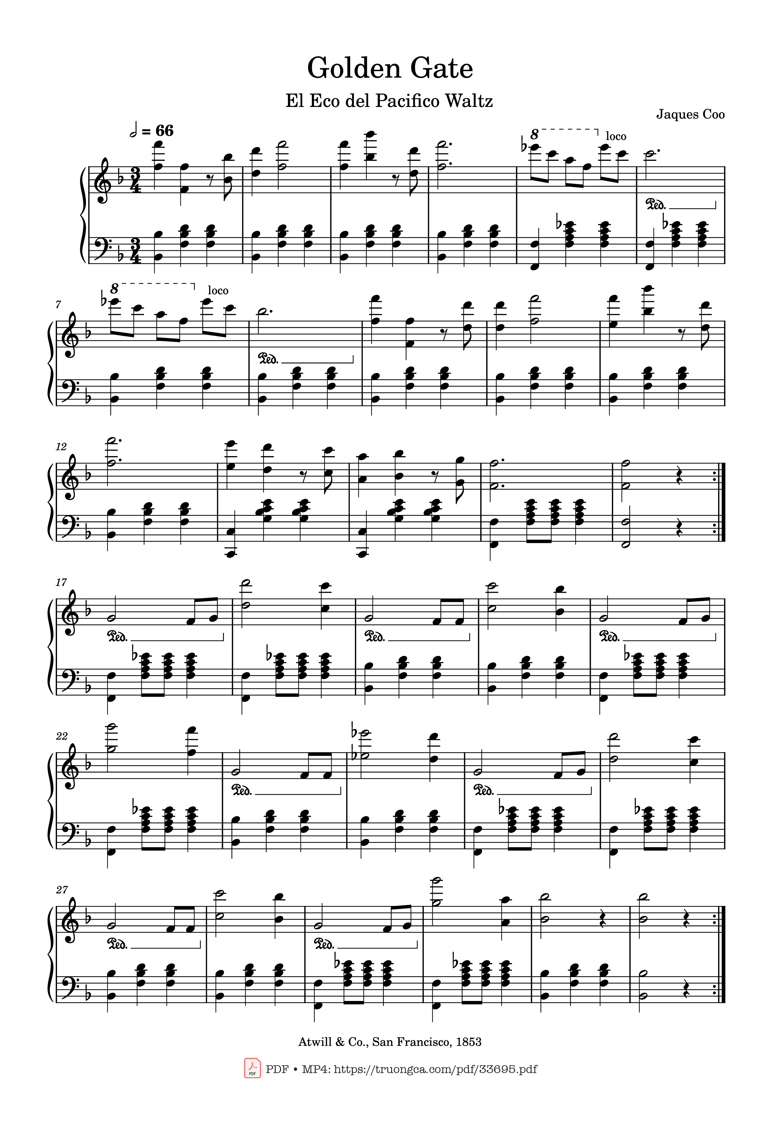Sheet nhạc PDF bài Golden Gate Piano