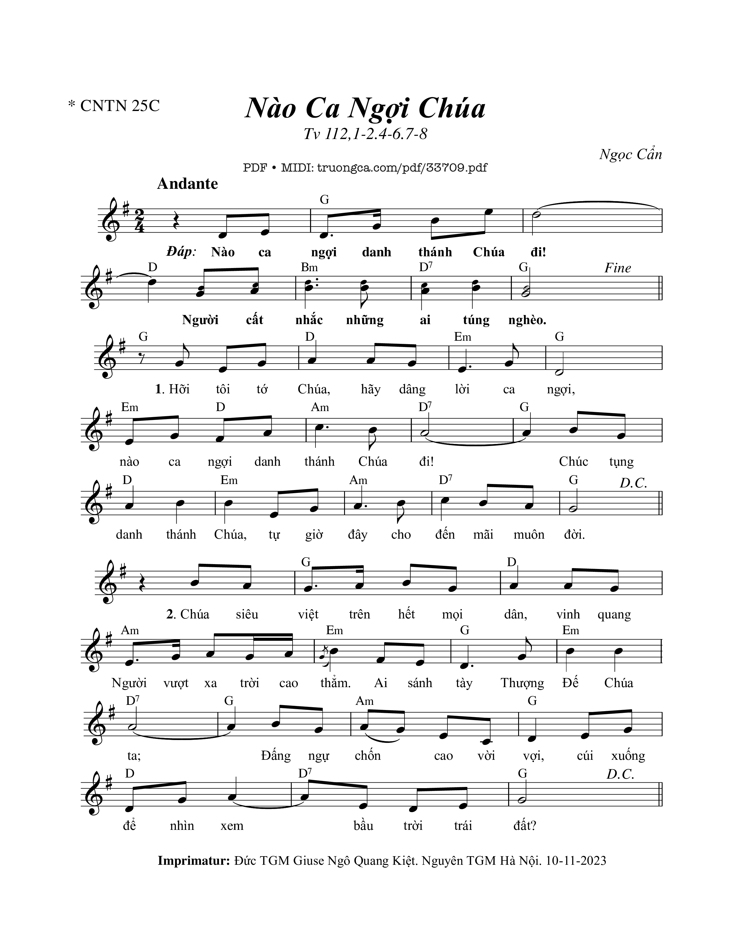 Thánh Vịnh 112, Nào Ca Ngợi Chúa