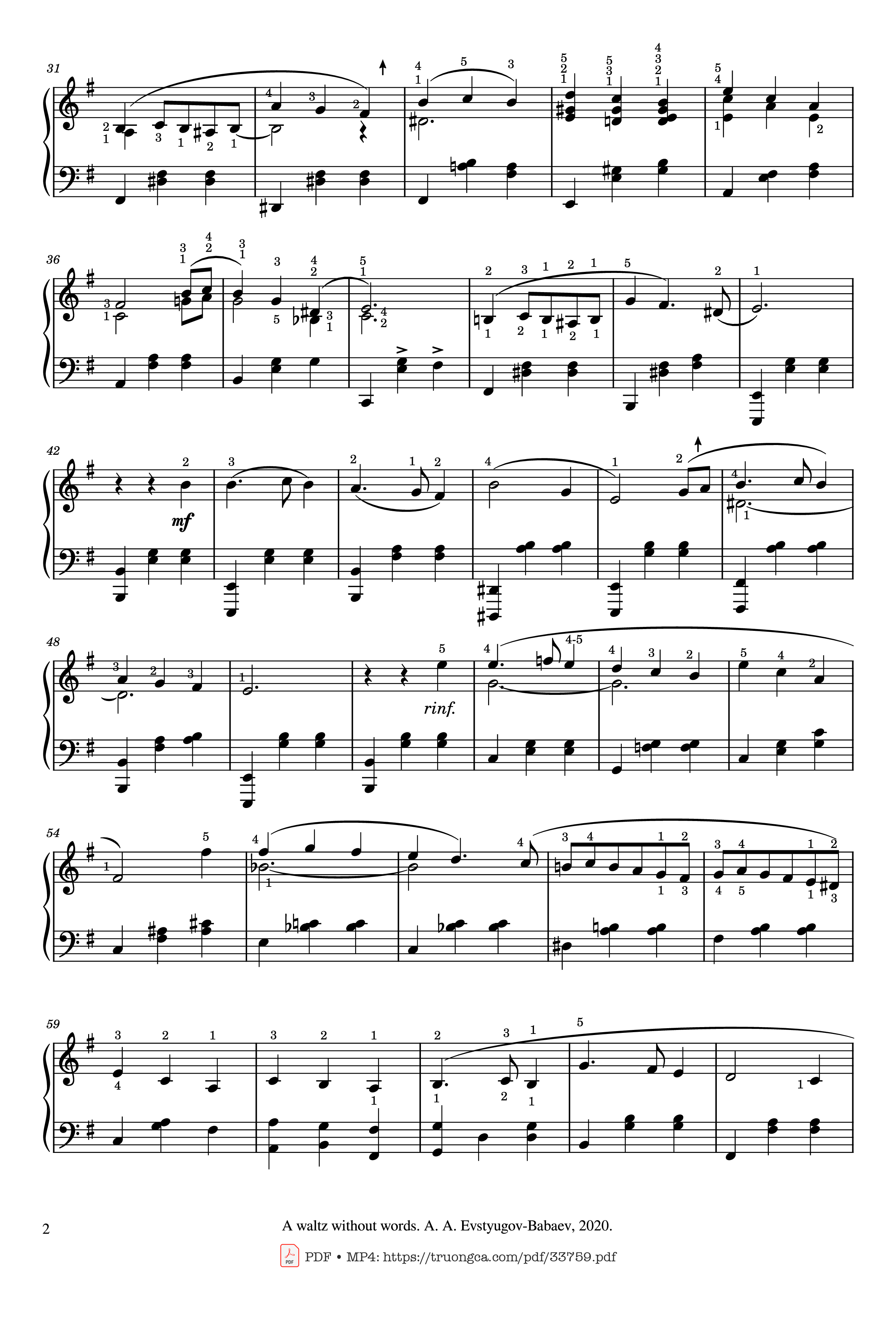 Trang 2 của Sheet nhạc PDF Piano bài hát Вальс ни о чём (A waltz without words) Piano - Alexander Evstyugov-Babaev