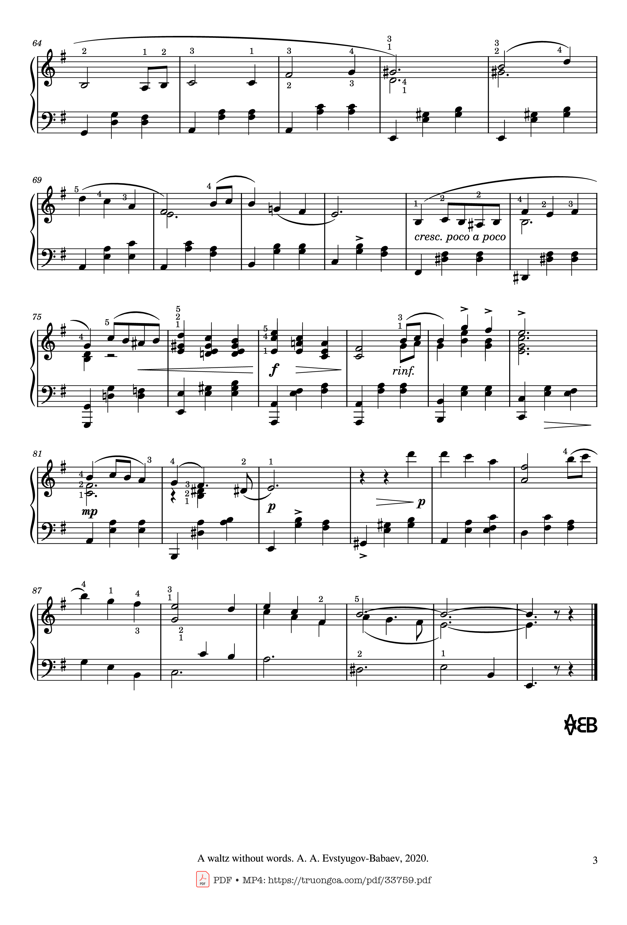 Trang 3 của Sheet nhạc PDF Piano bài hát Вальс ни о чём (A waltz without words) Piano - Alexander Evstyugov-Babaev