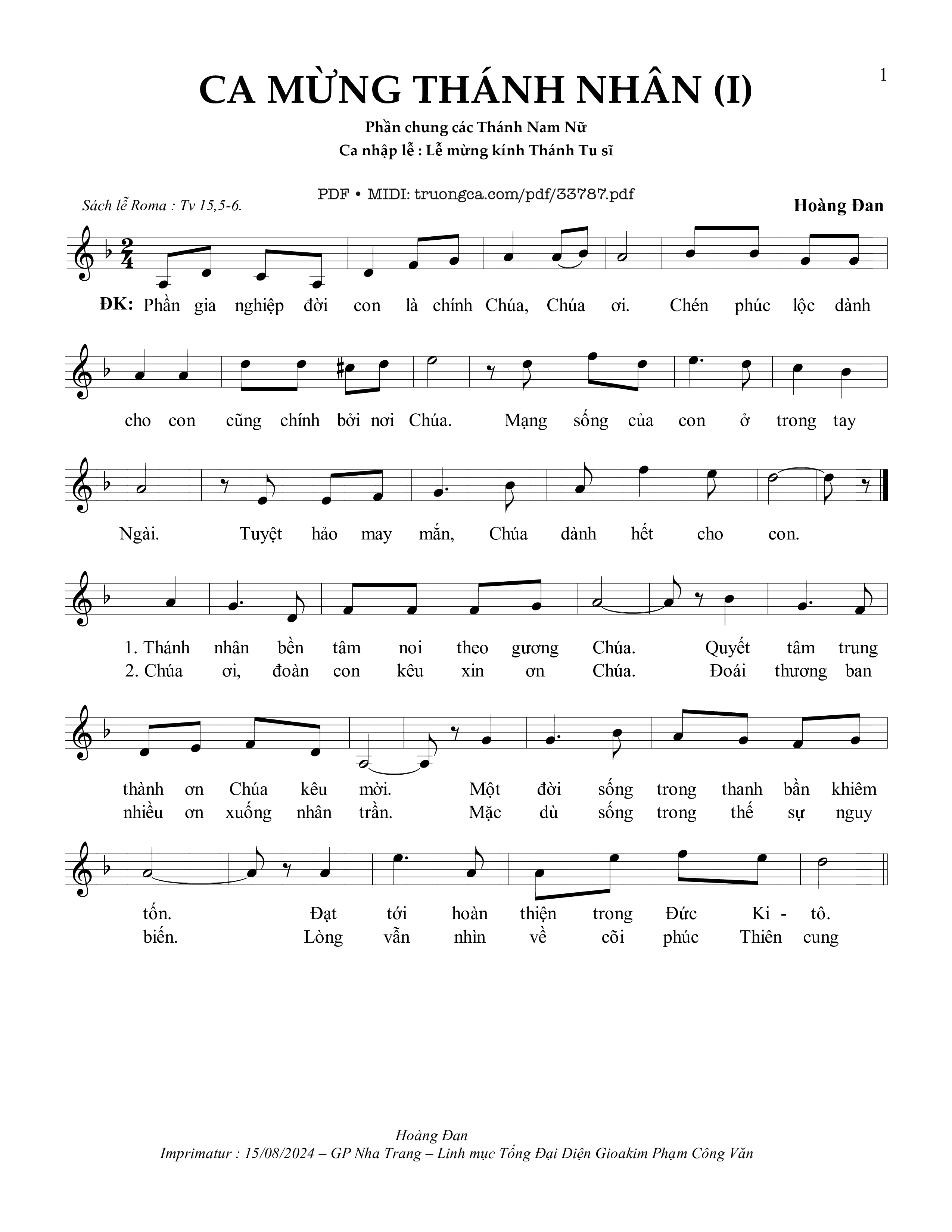 Ca Mừng Thánh Nhân (1)