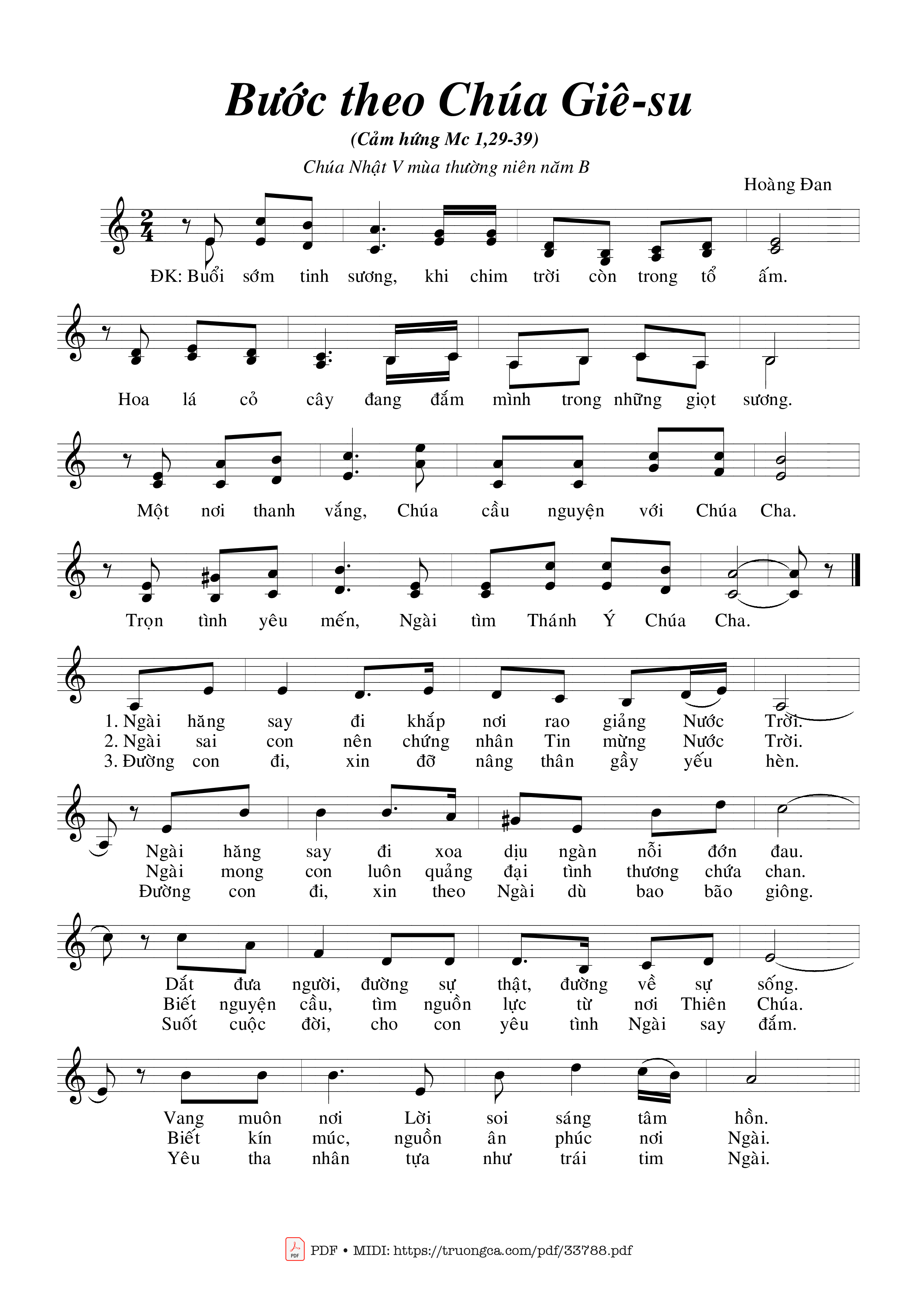 Sheet nhạc PDF bài Bước Theo Chúa Giê-Su
