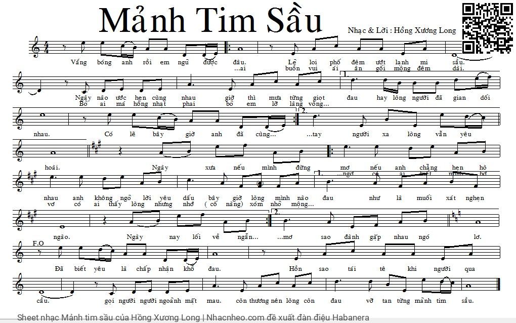 Sheet nhạc Mảnh tim sầu