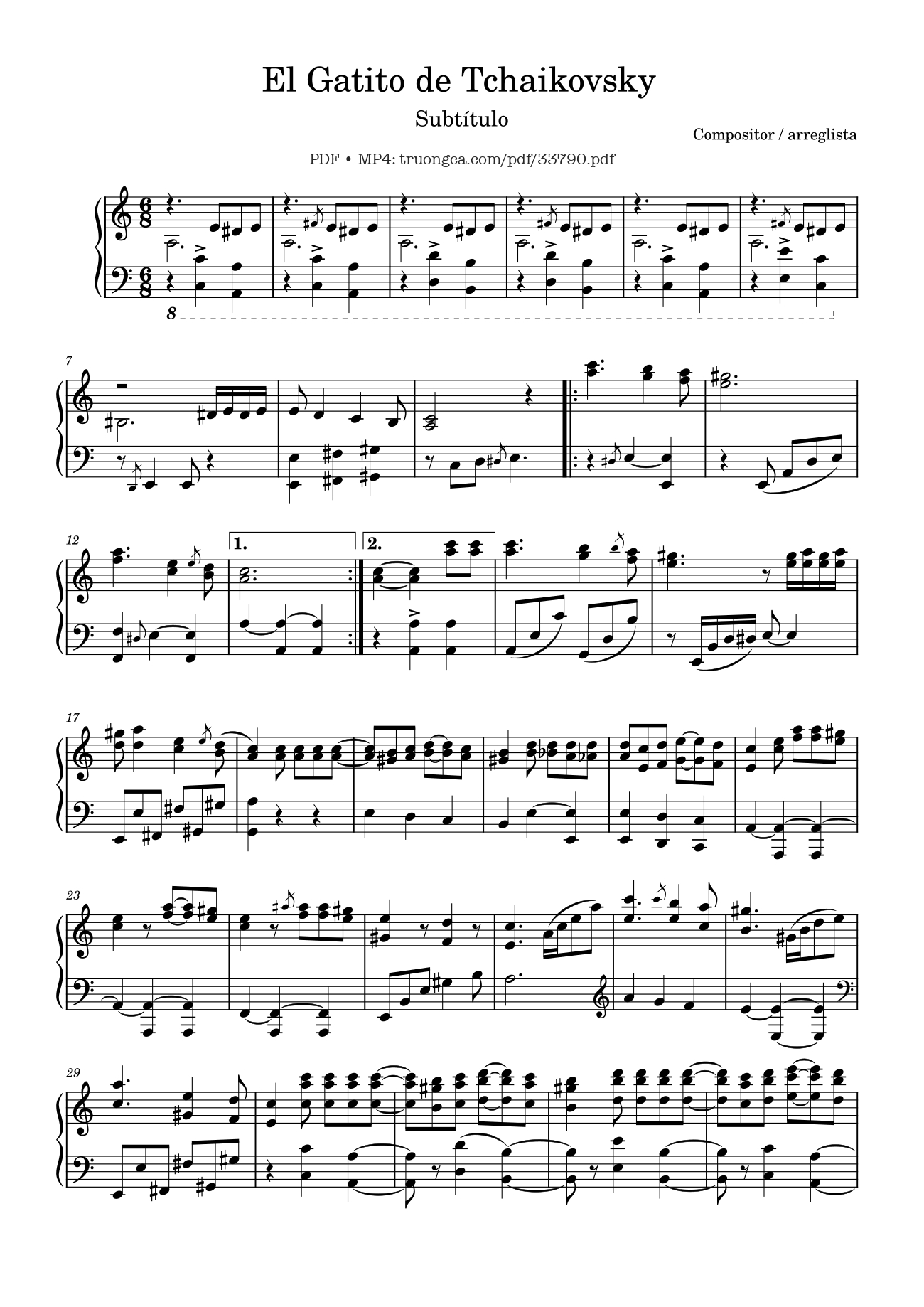 Trang 1 của Sheet nhạc PDF bài hát El Gatito de Tchaikovsky Piano - Tchaikovsky