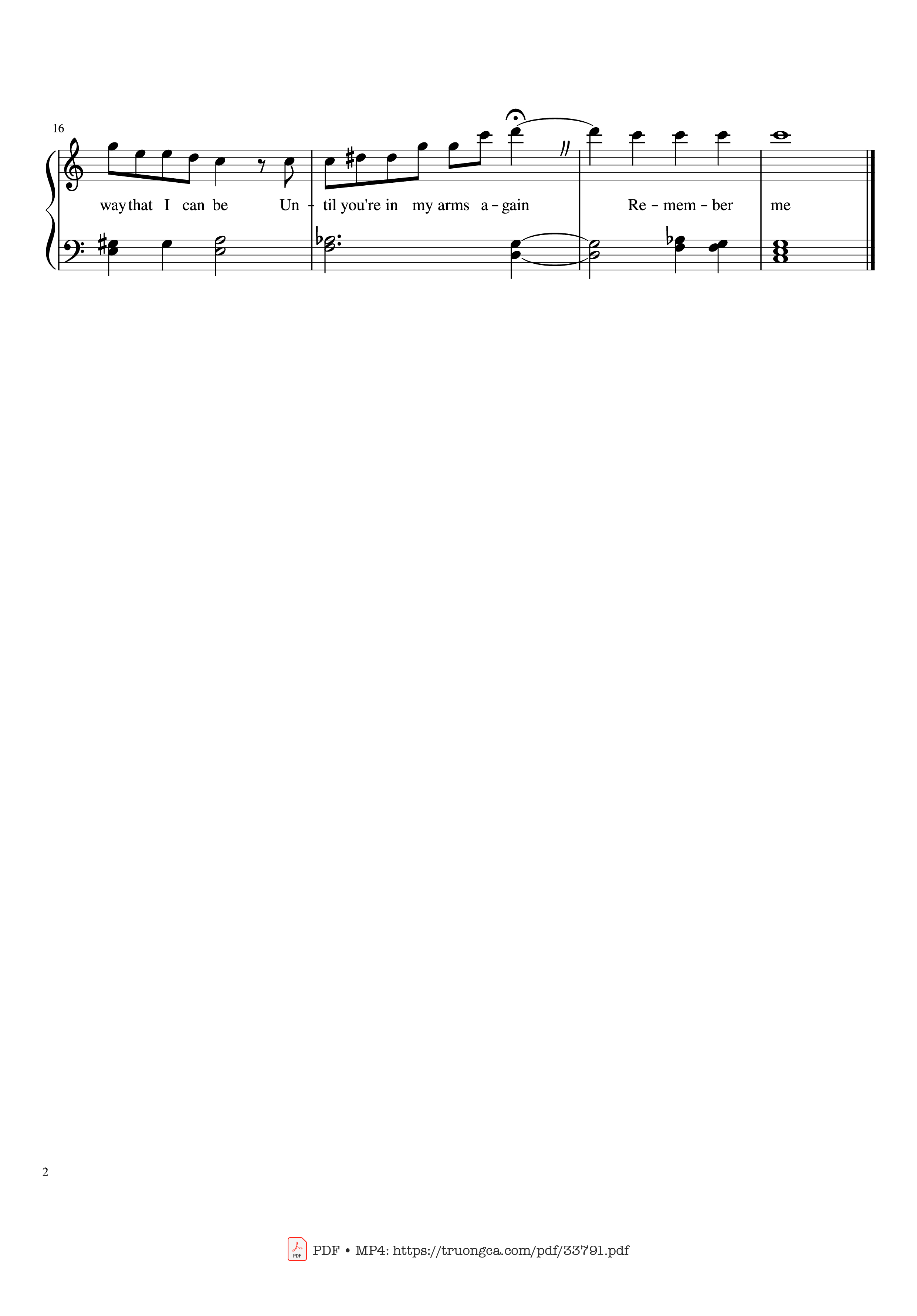 Trang 2 của Sheet nhạc PDF Piano bài hát Remember Me Piano - Robert Lopez