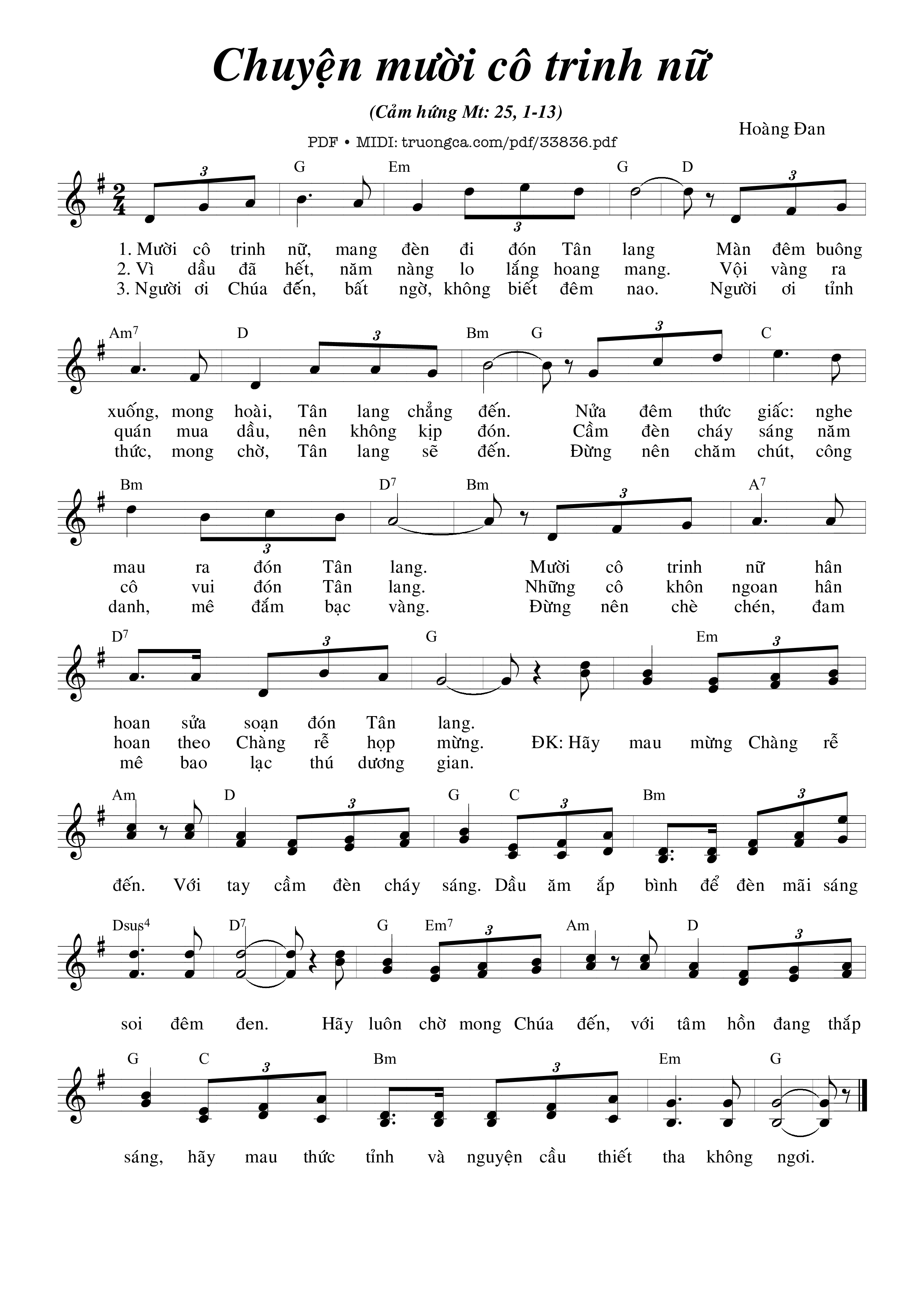 Sheet nhạc PDF bài Chuyện Mười Cô Trinh Nữ