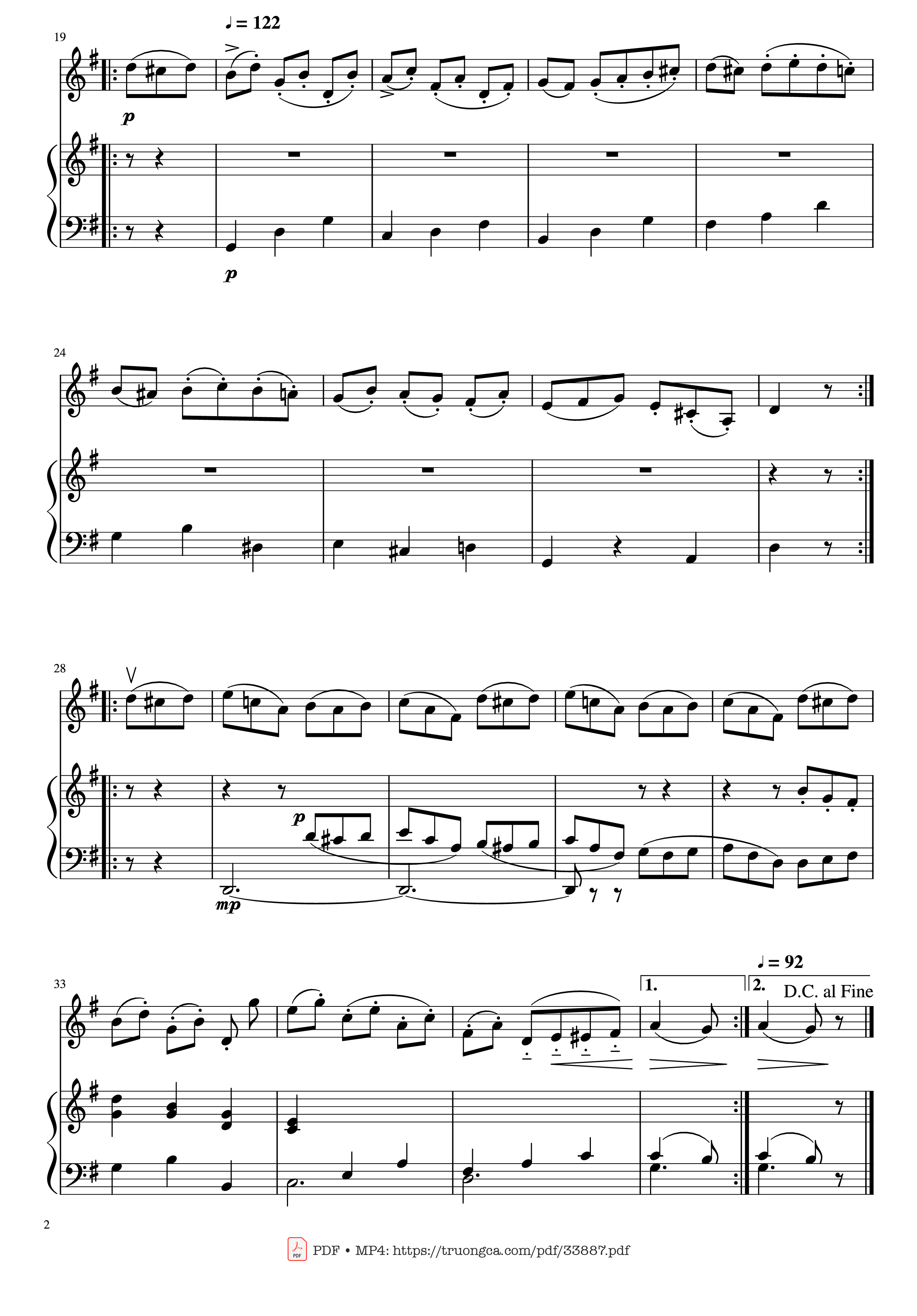 Trang 2 của Sheet nhạc PDF Piano bài hát Beethoven Minuet in G - Violin & Piano - Ludwig van Beethoven