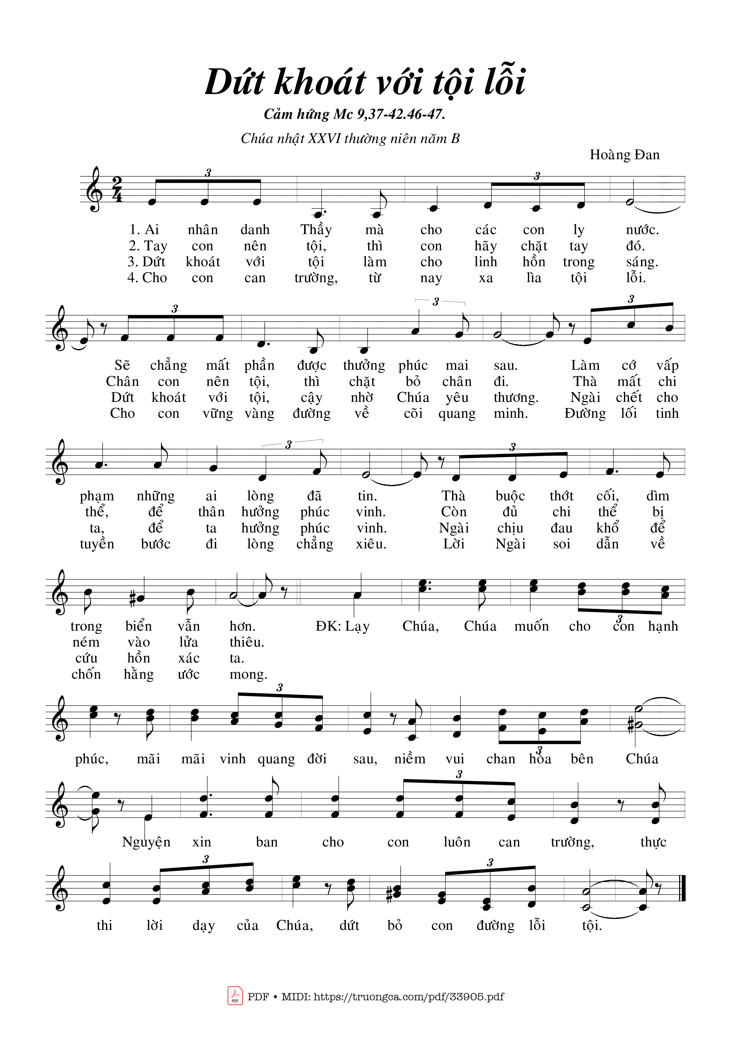 Sheet nhạc PDF bài Dứt Khoát Với Tội Lỗi