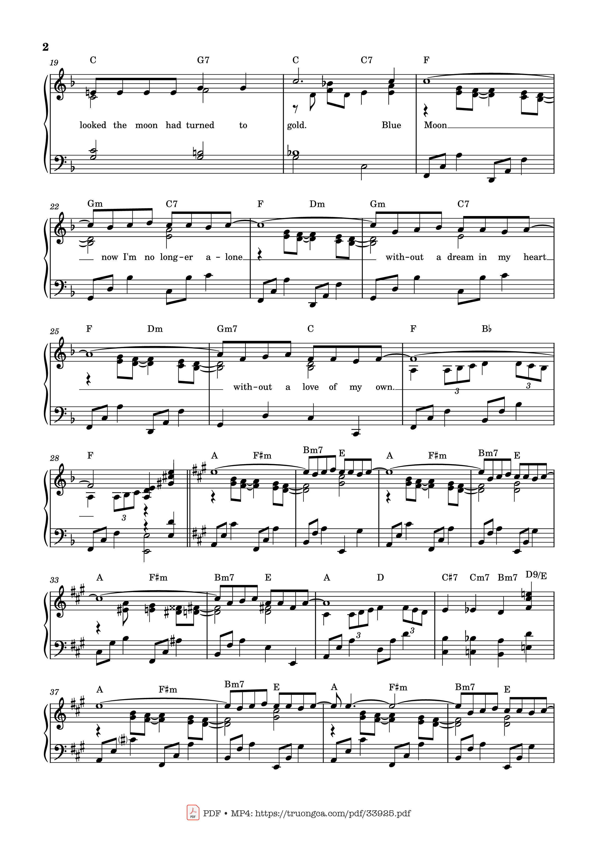 Trang 2 của Sheet nhạc PDF Piano bài hát Blue moon Piano - Richard Rodgers
