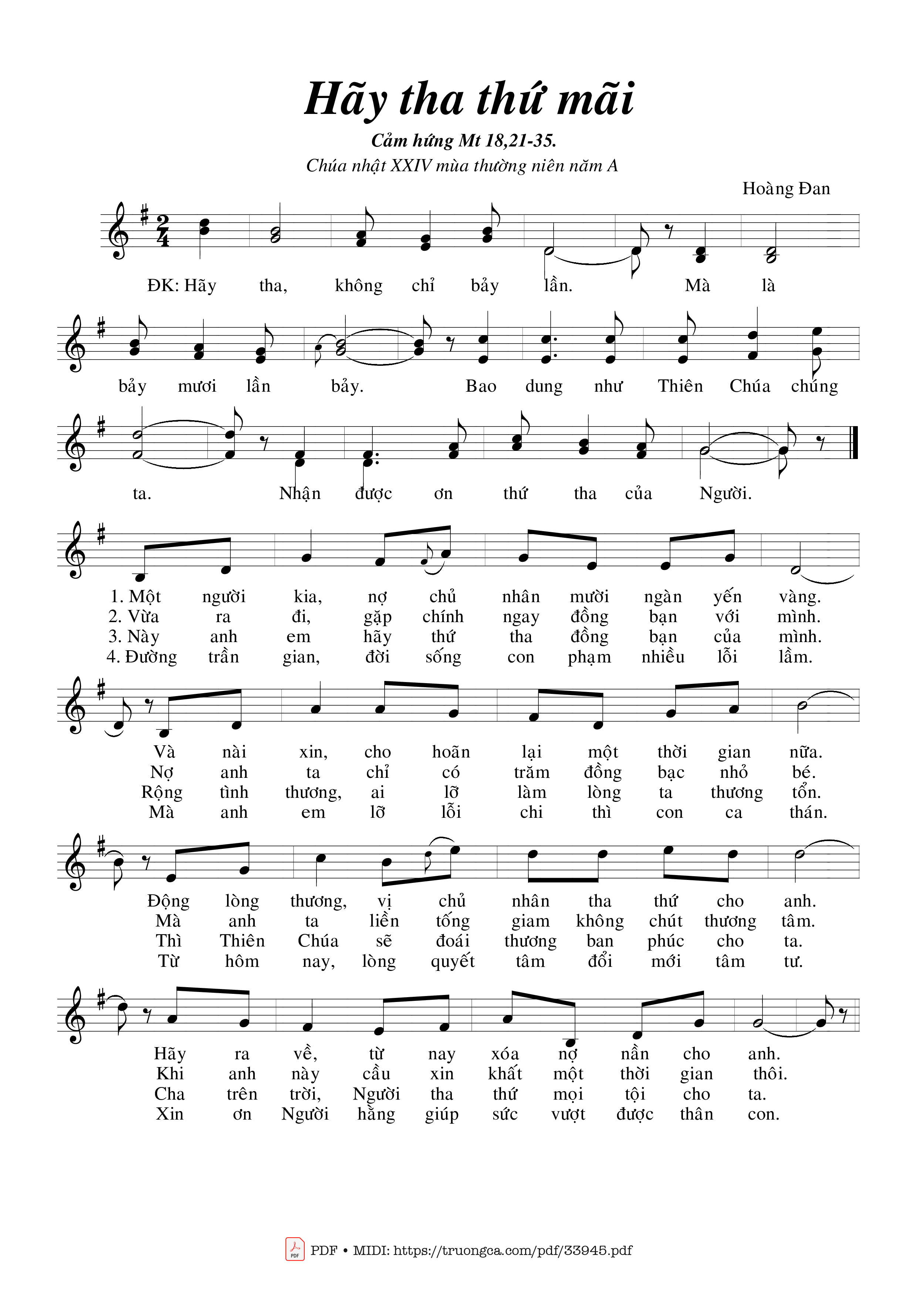 Sheet nhạc PDF bài Hãy Tha Thứ Mãi