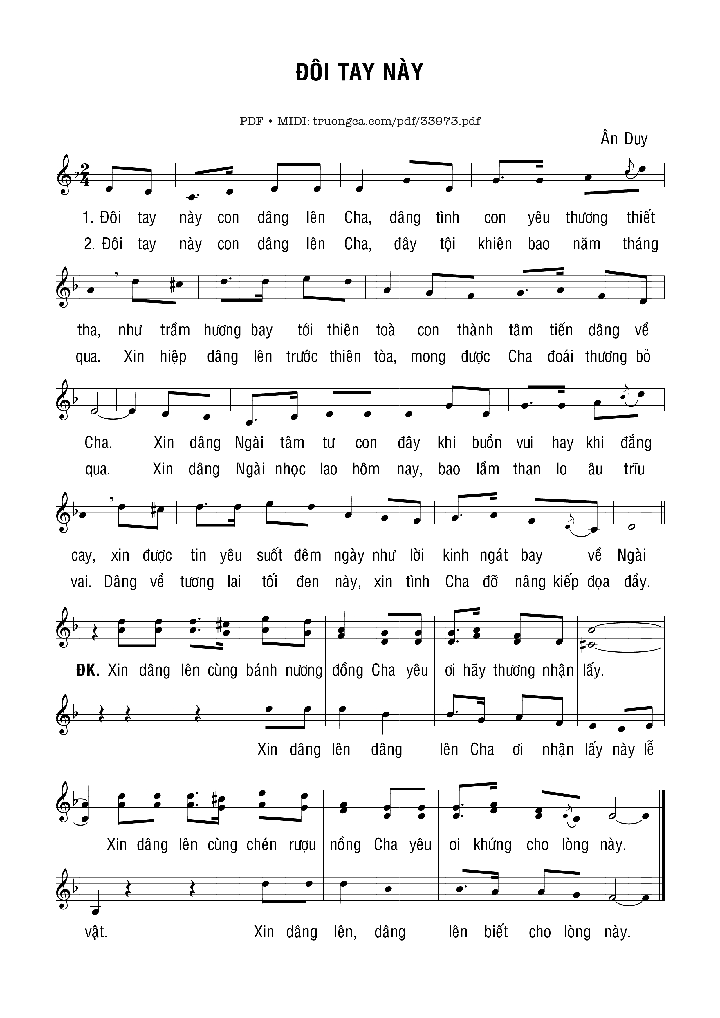 Sheet nhạc PDF bài Đôi Tay Này - Ân Duy