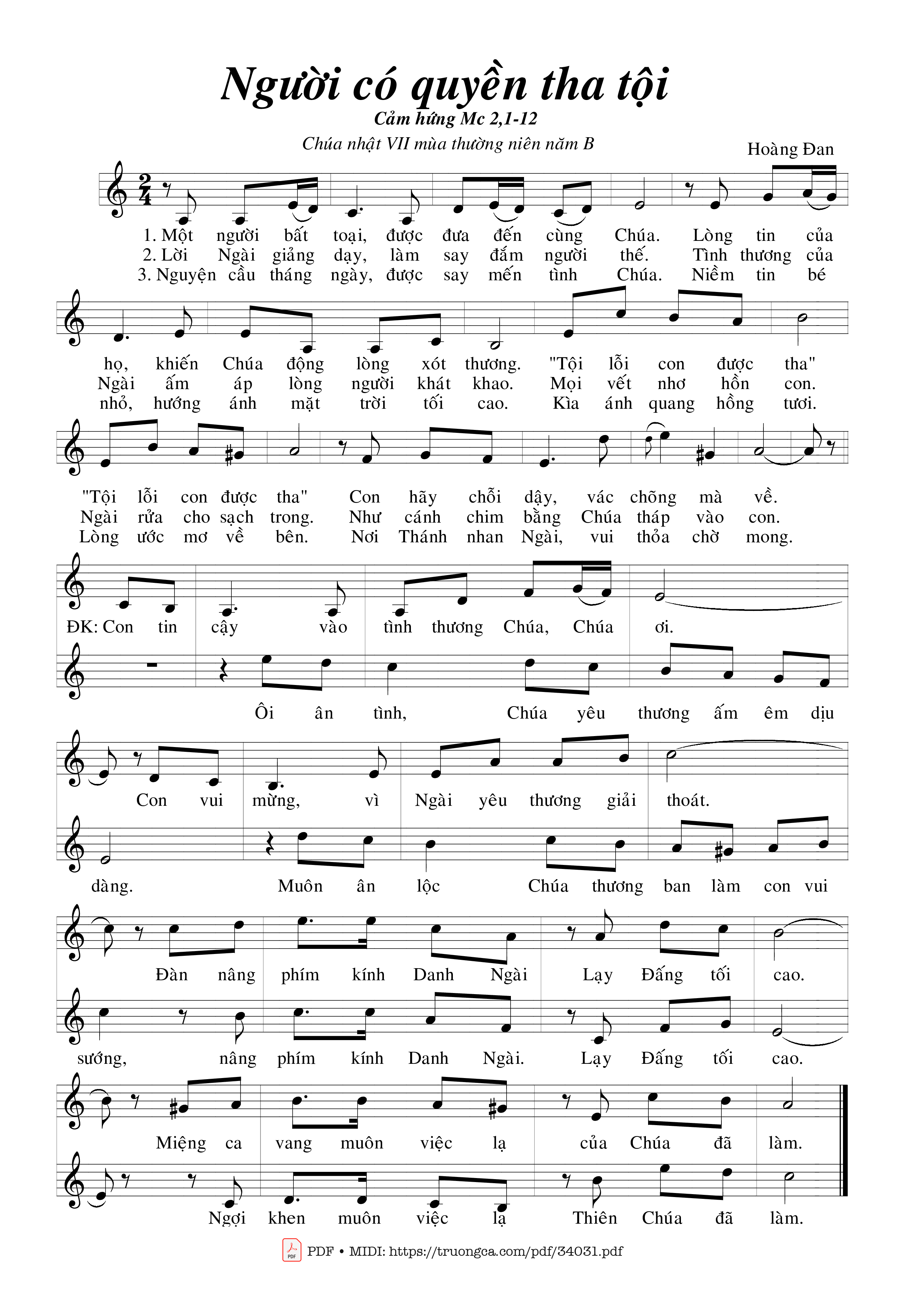 Sheet nhạc PDF bài Người Có Quyền Tha Tội