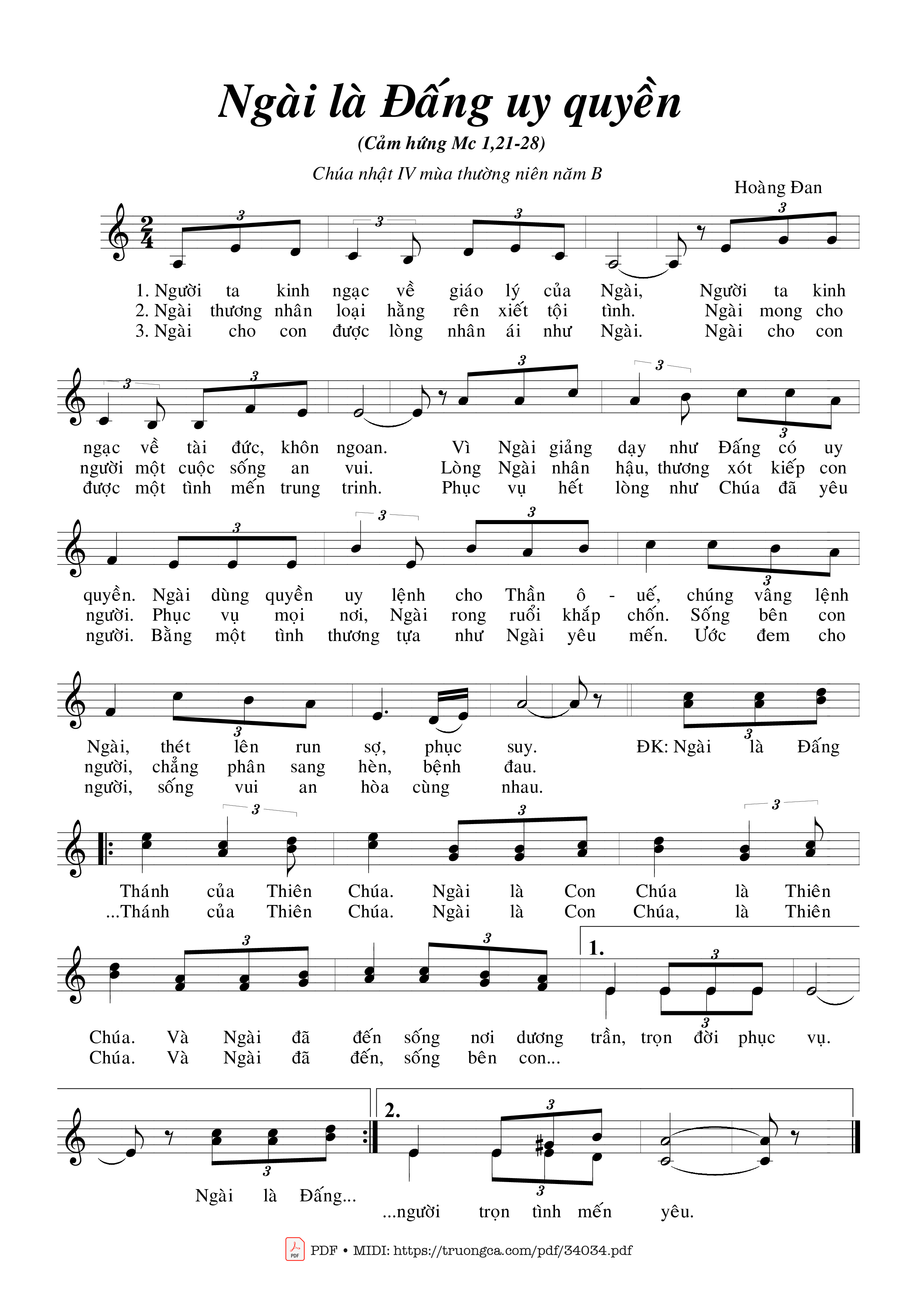 Sheet nhạc PDF bài Ngài Là Đấng Uy Quyền