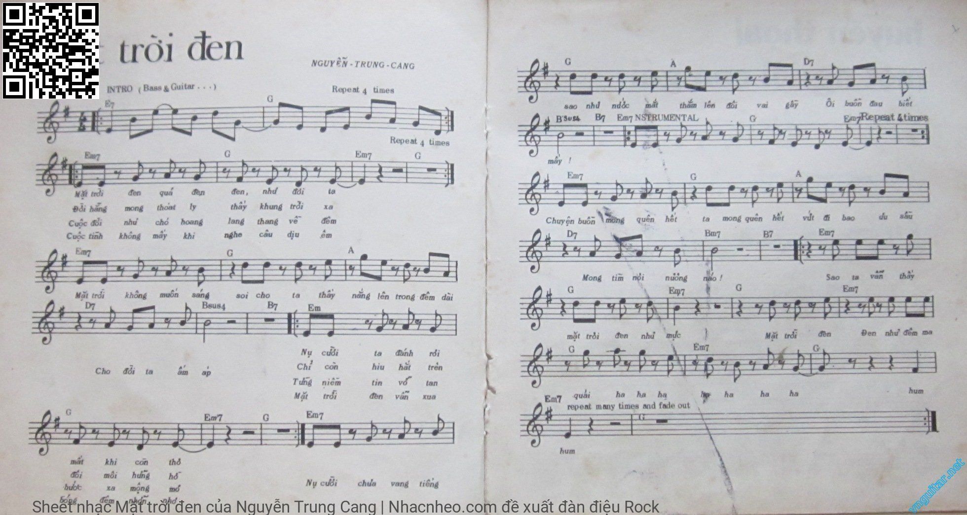 Trang 1 của Sheet nhạc PDF bài hát Mặt trời đen - Nguyễn Trung Cang, Mặt trời đen, quá đen,  đen như đời  ta