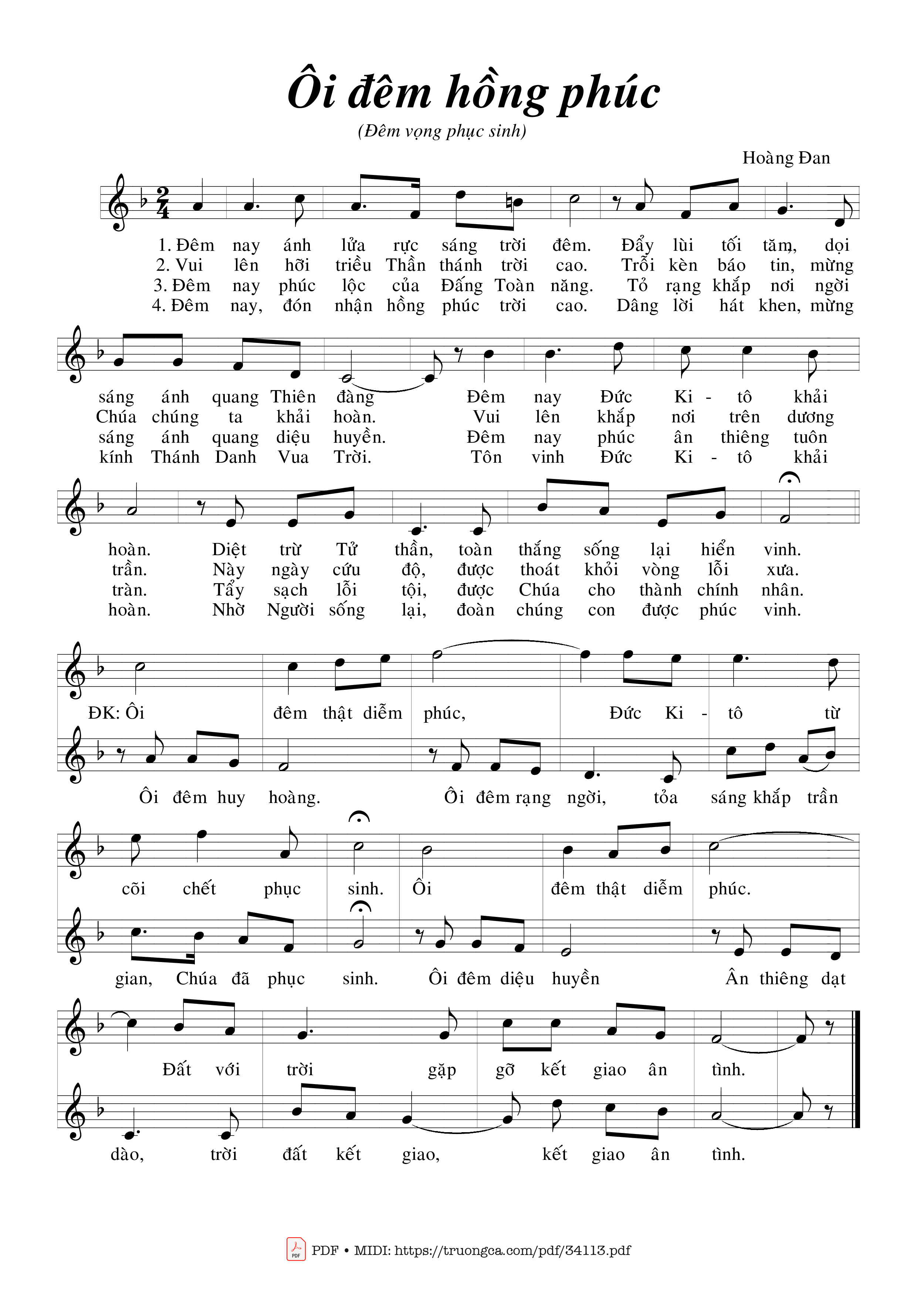 Sheet nhạc PDF bài Ôi Đêm Hồng Phúc