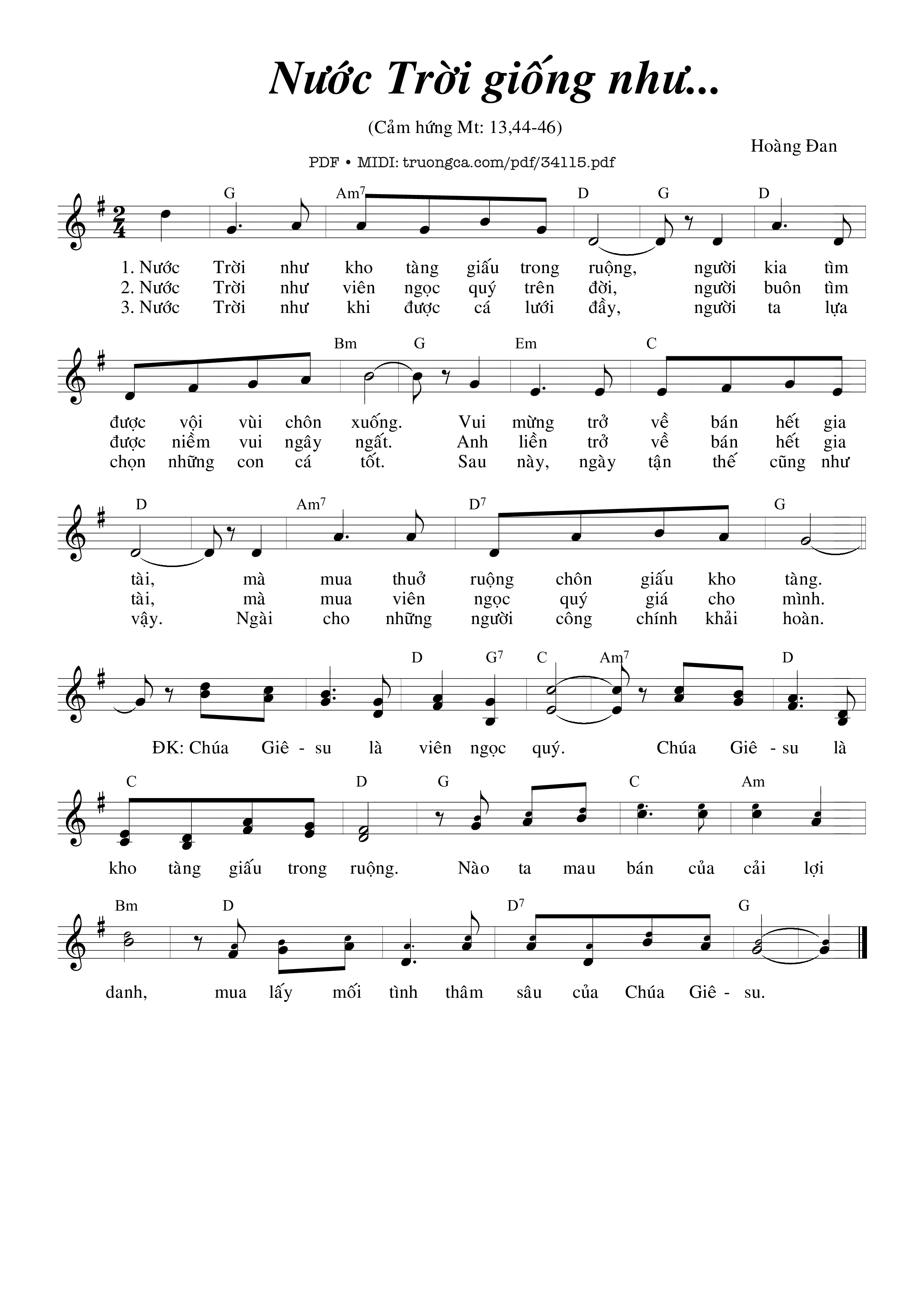 Sheet nhạc PDF bài Nước Trời Giống Như