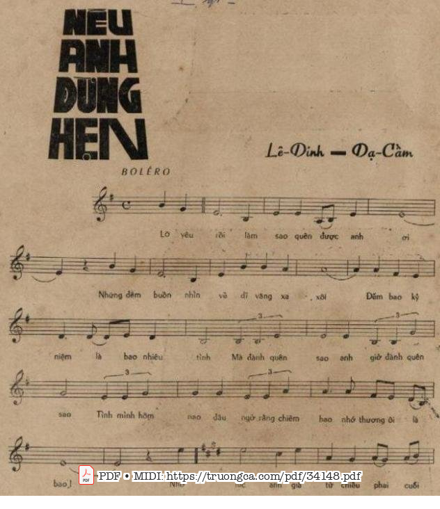 Sheet nhạc PDF bài Nếu anh đừng hẹn