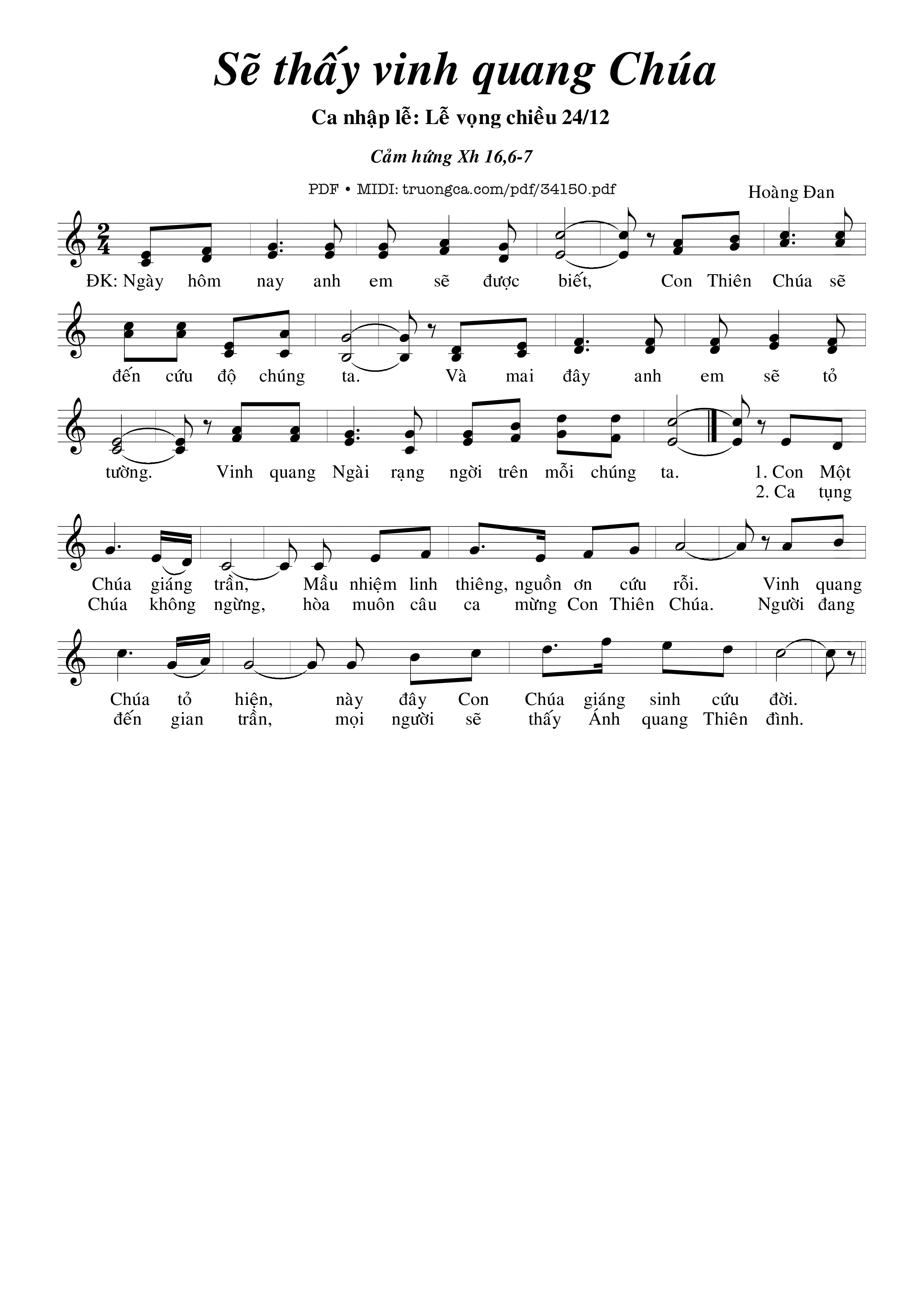 Sheet nhạc PDF bài Sẽ Thấy Vinh Quang Chúa
