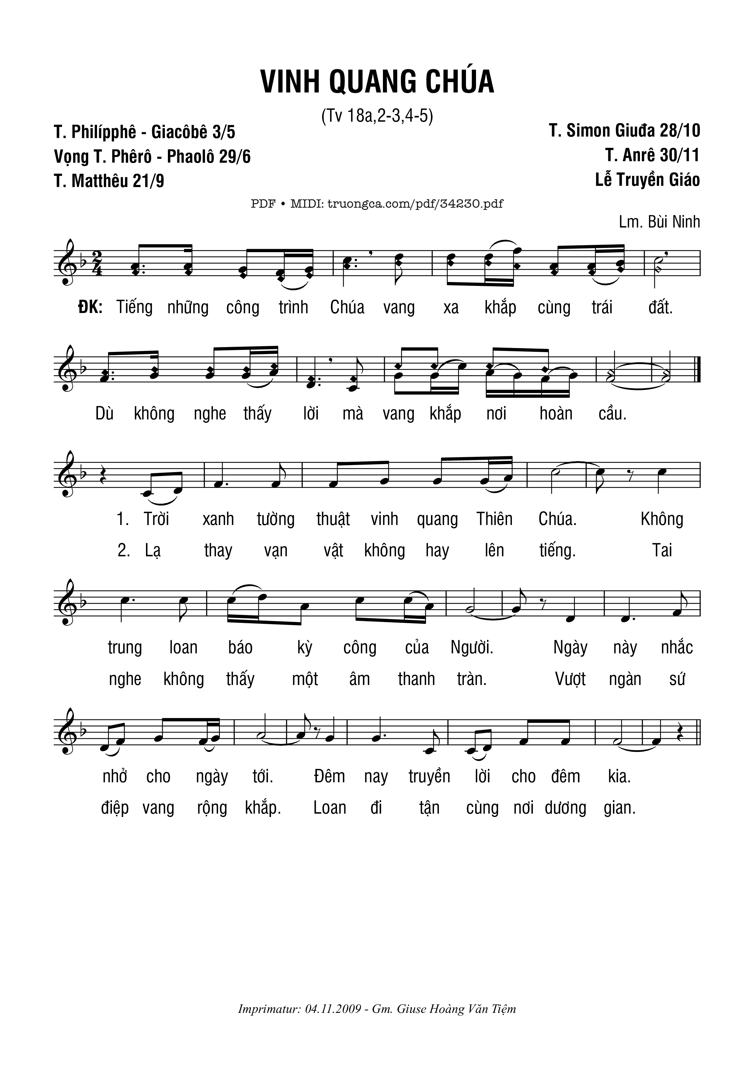 Thánh Vịnh 18A, Vinh Quang Chúa