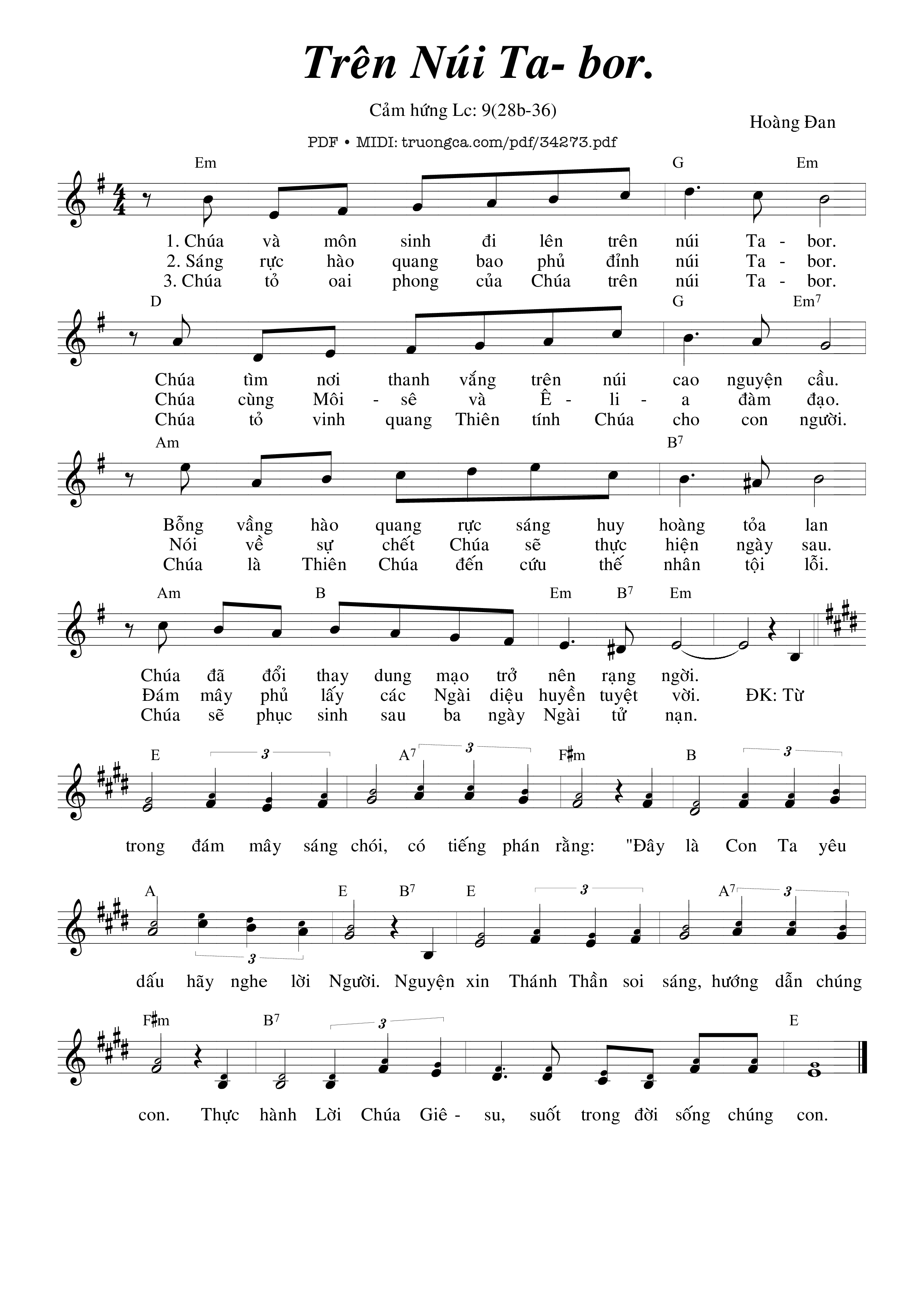 Sheet nhạc PDF bài Trên Núi Tabor