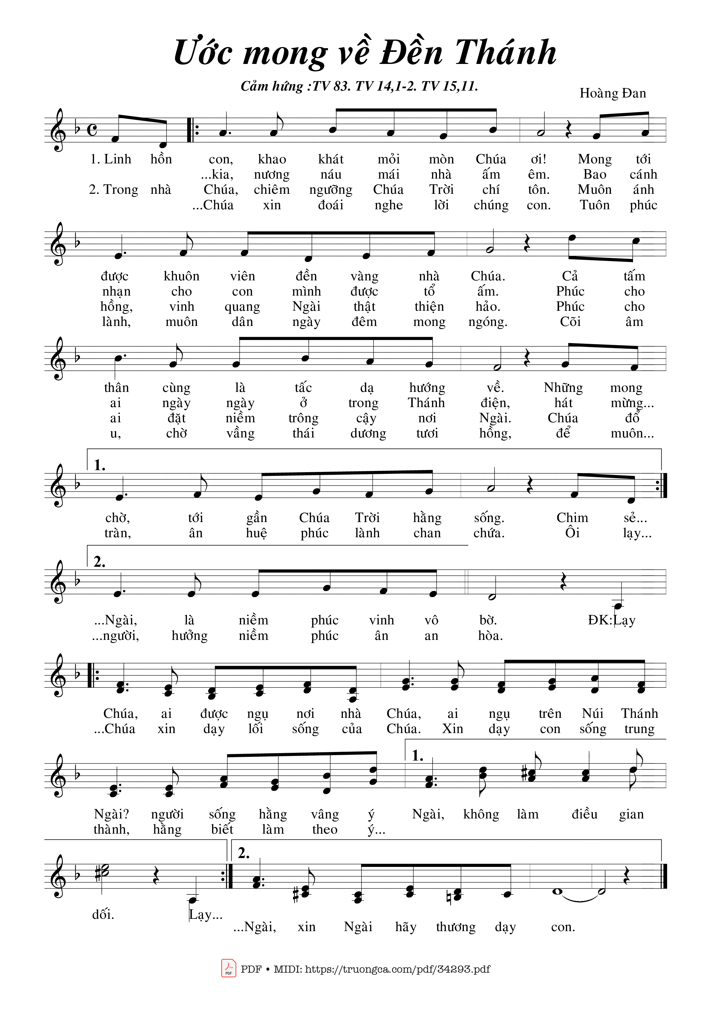 Sheet nhạc PDF bài Ước Mong Về Đền Thánh